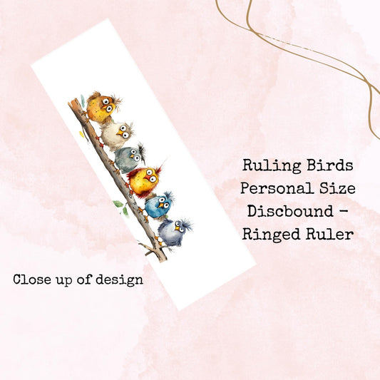 Ruling Birds - Personal Size - Disc-Bound - Ringed Ruler - Planner Supplies - Watercolour