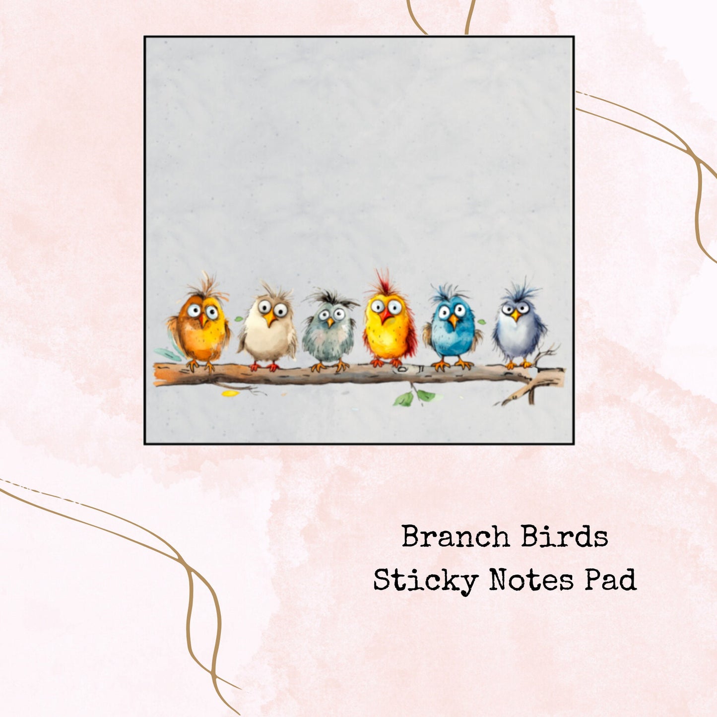 Branch Birds - Sticky Notes Pad - Stationery - Watercolour