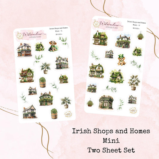 Irish Shops and Homes - Mini Size - Planner and Journal Stickers - Stationery - Watercolour