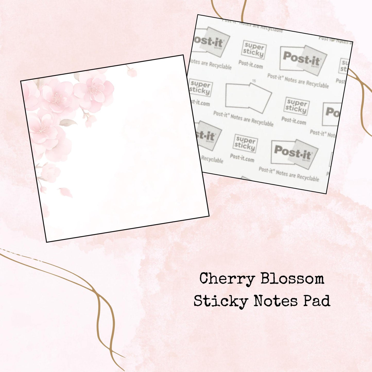 Cherry Blossom - Sticky Notes Pad - Stationery - Watercolour