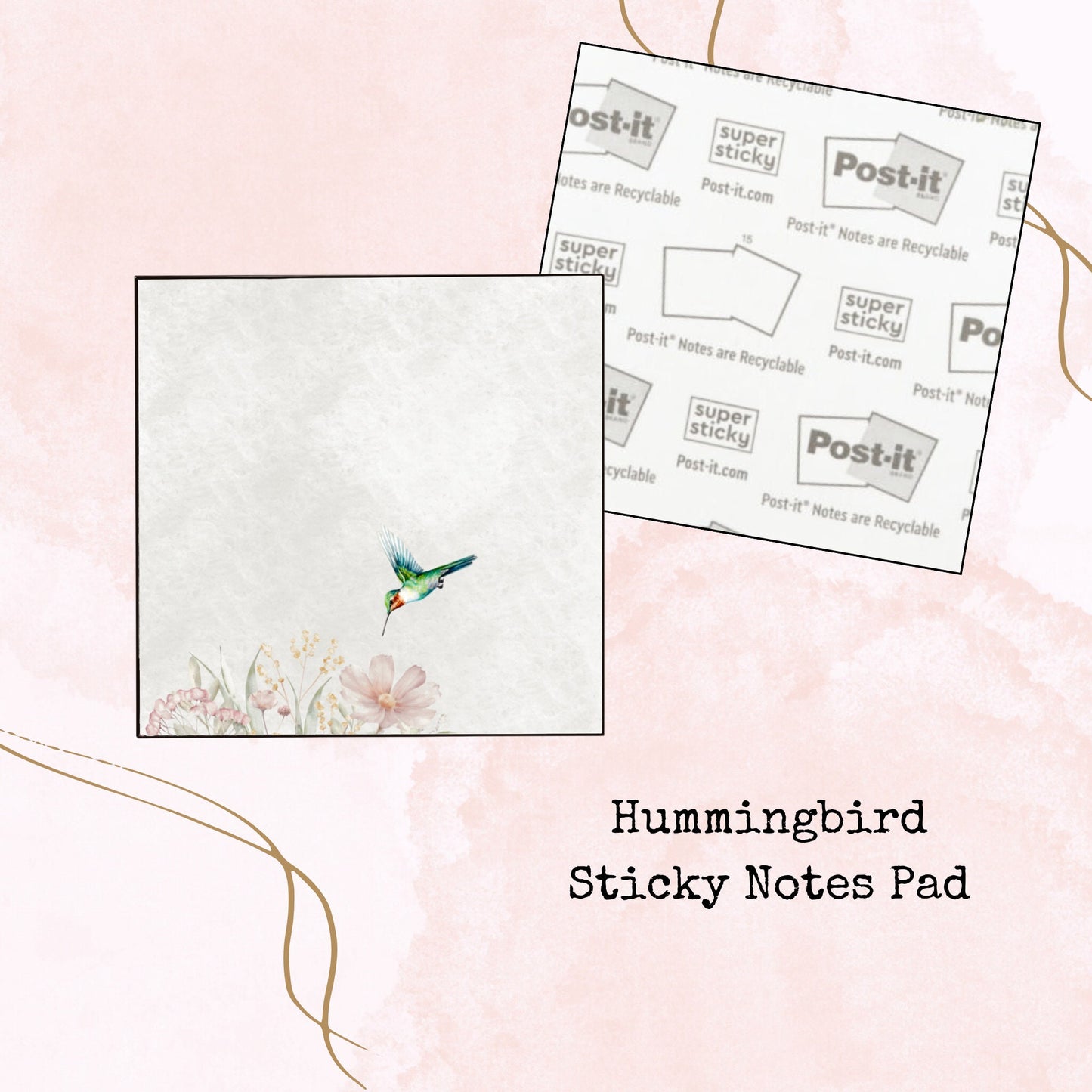 Hummingbird - Sticky Notes Pad - Stationery - Watercolour