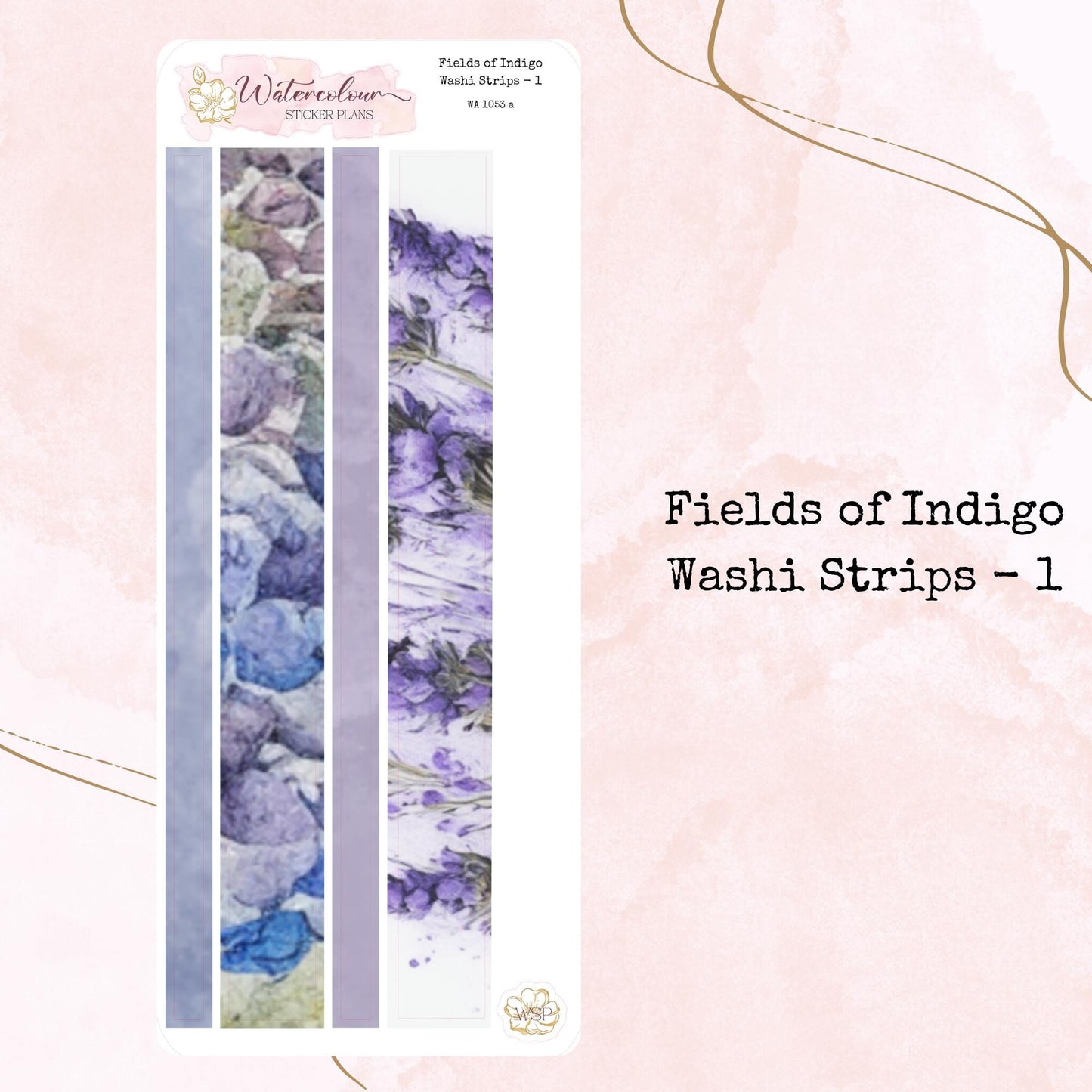 Fields of  Indigo - Washi Strips - Planner and Journal Stickers - Stationery - Watercolour