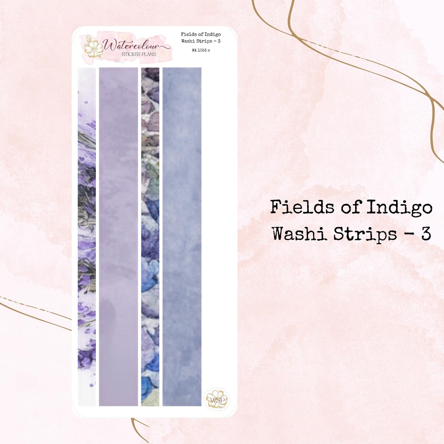 Fields of  Indigo - Washi Strips - Planner and Journal Stickers - Stationery - Watercolour