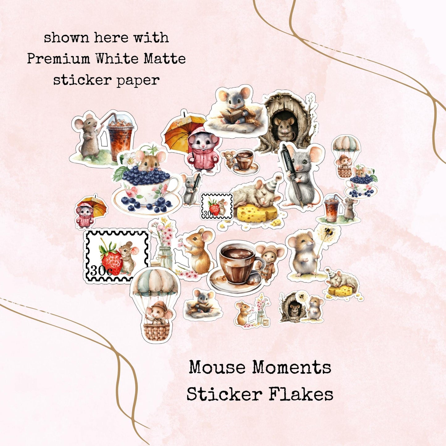 Mouse Moments - Sticker Flakes - Stationery - Watercolour