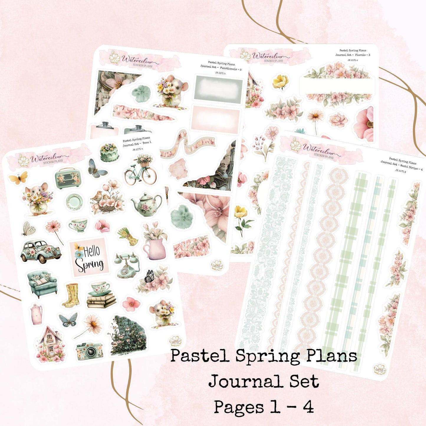 Pastel Spring Plans - Journal Set - Planner and Journal Stickers - Stationery - Watercolour