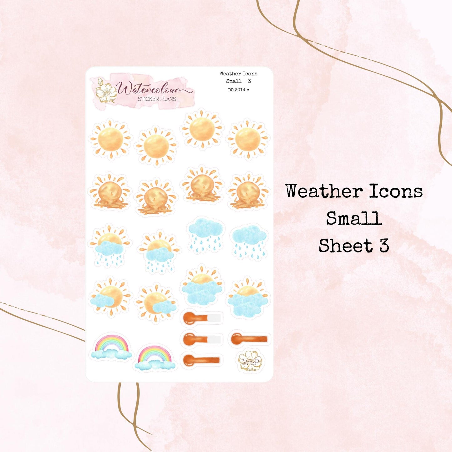 Weather Icons - Small Size - Planner and Journal Stickers - Stationery - Watercolour