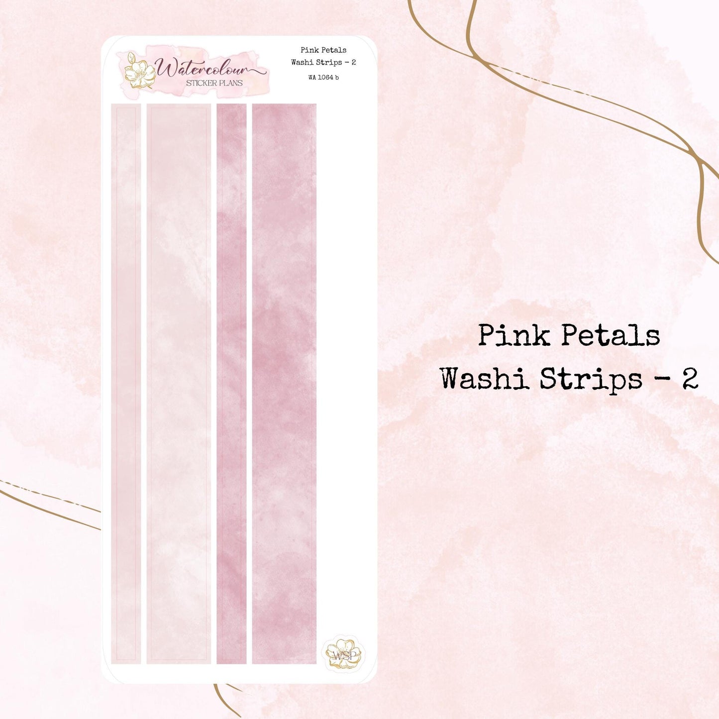 Pink Petals - Washi Strips - Planner and Journal Stickers - Stationery - Watercolour