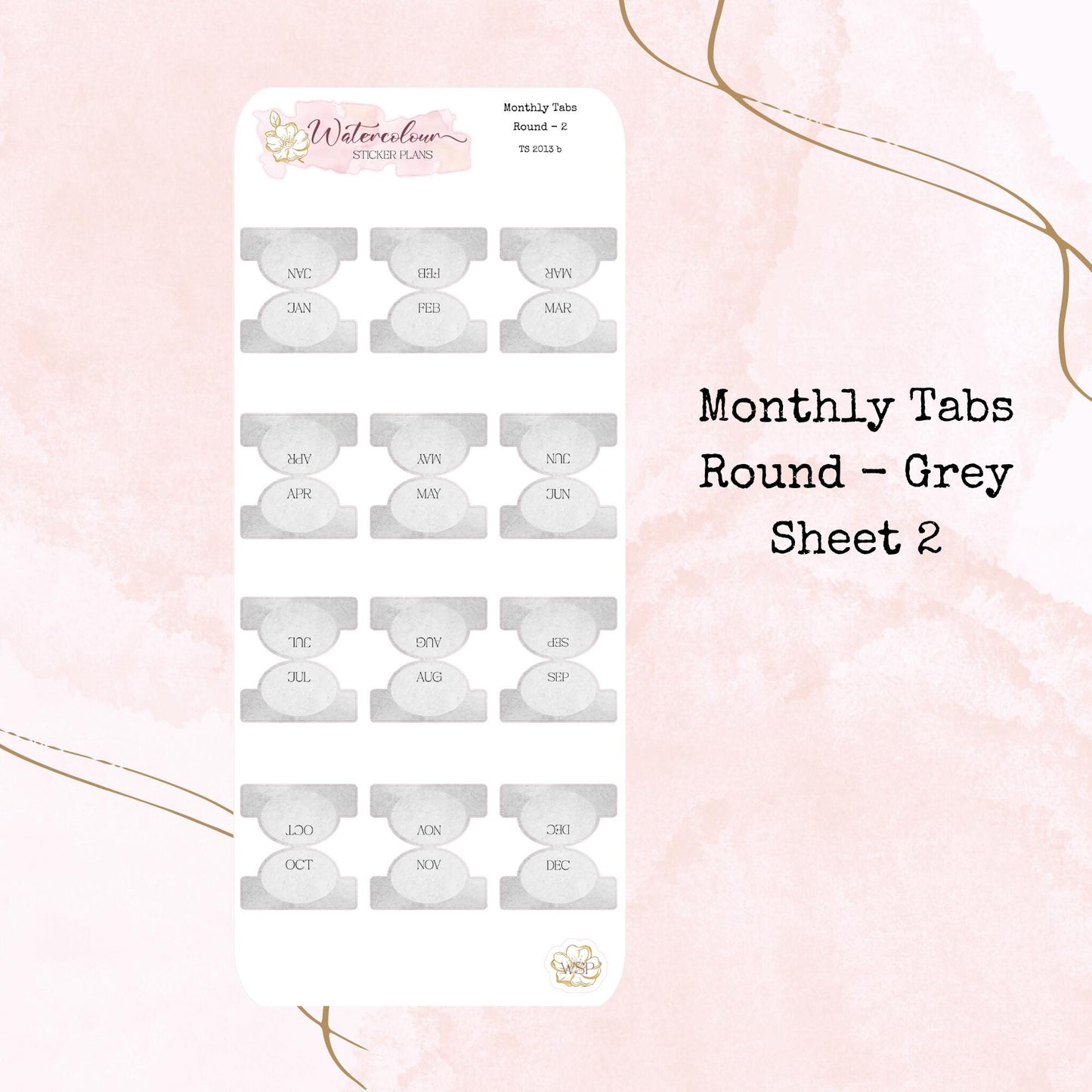 Monthly Tabs - Round Monthly Tabs - Planner and Journal Stickers - Stationery - Watercolour