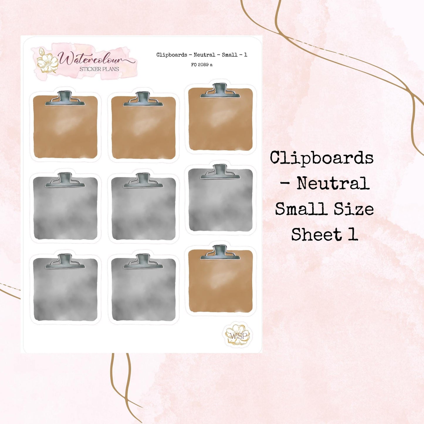 Clipboards - Small Size - Planner and Journal Stickers - Stationery - Watercolour