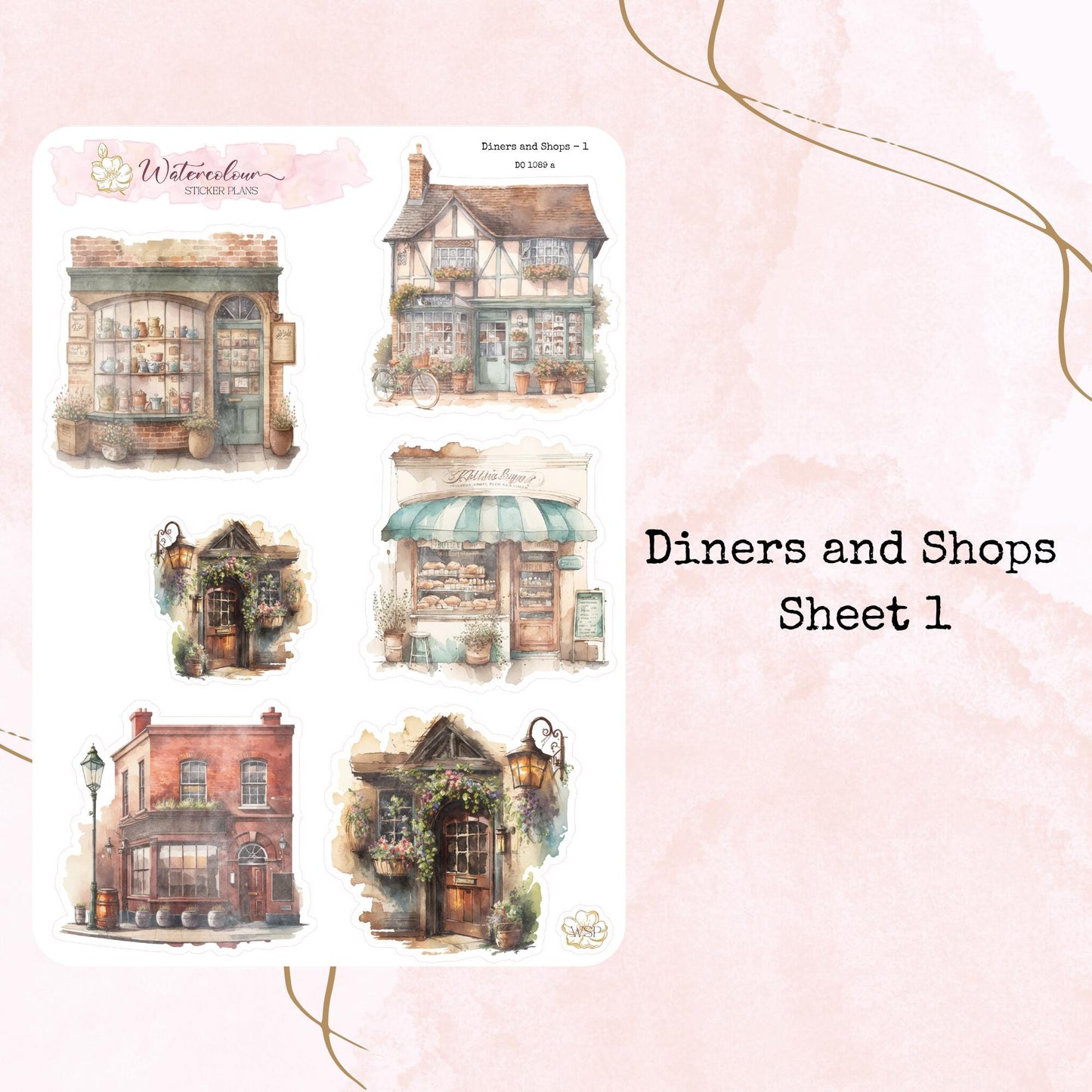 Diners and Shops – Planner and Journal Stickers – Stationery - Watercolour