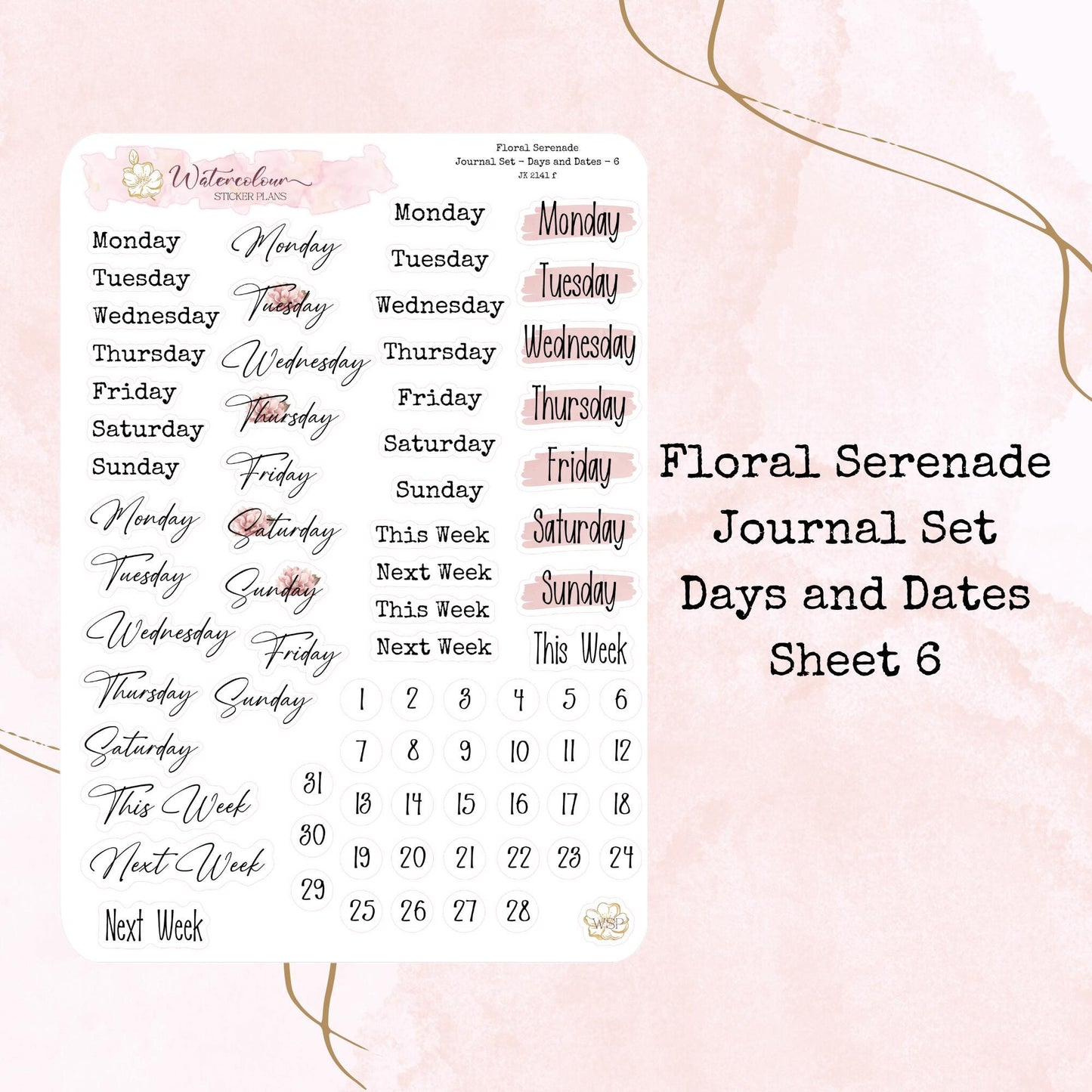 Floral Serenade - Journal Set - Planner and Journal Stickers - Stationery - Watercolour