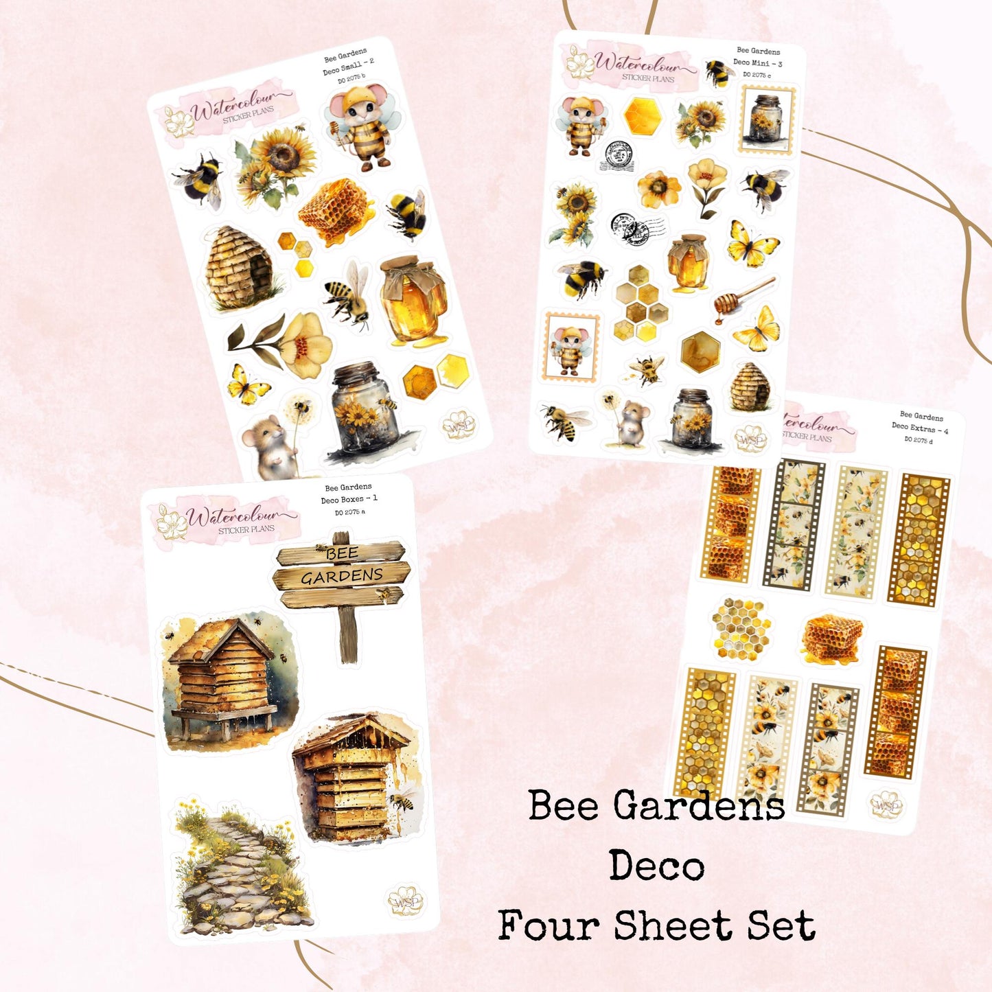 Bee Gardens - Deco Sheets - Planner and Journal Stickers - Stationery - Watercolour