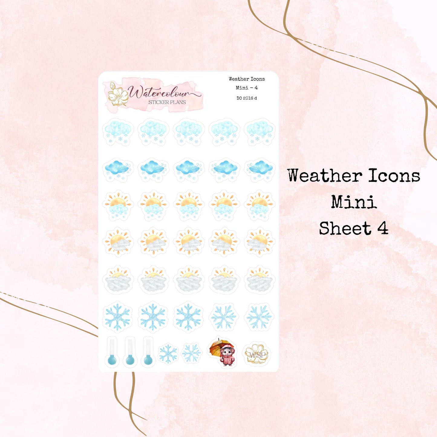 Weather Icons - Mini Size - Planner and Journal Stickers - Stationery - Watercolour