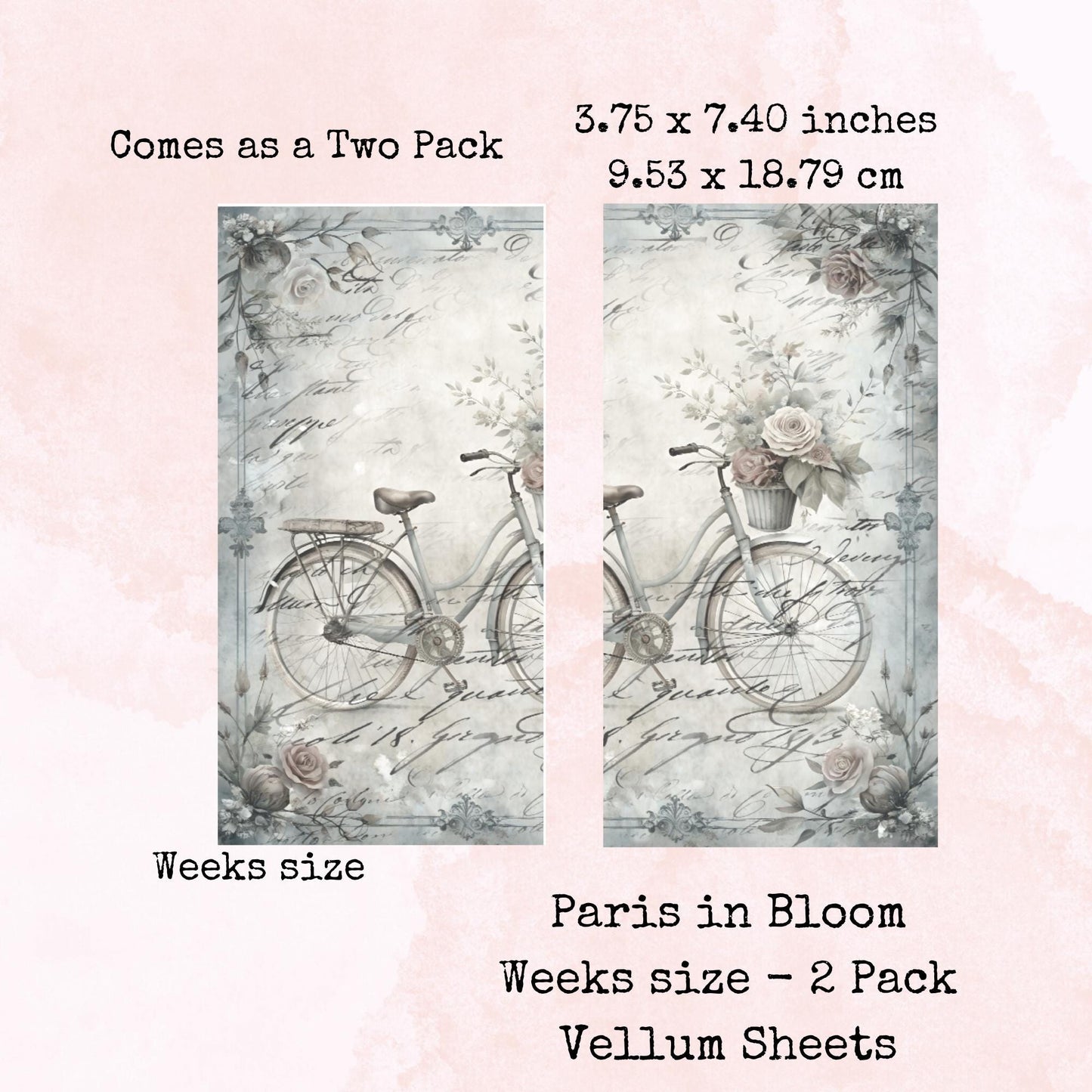 Paris in Bloom - Printed Vellum - Stationery - Watercolour