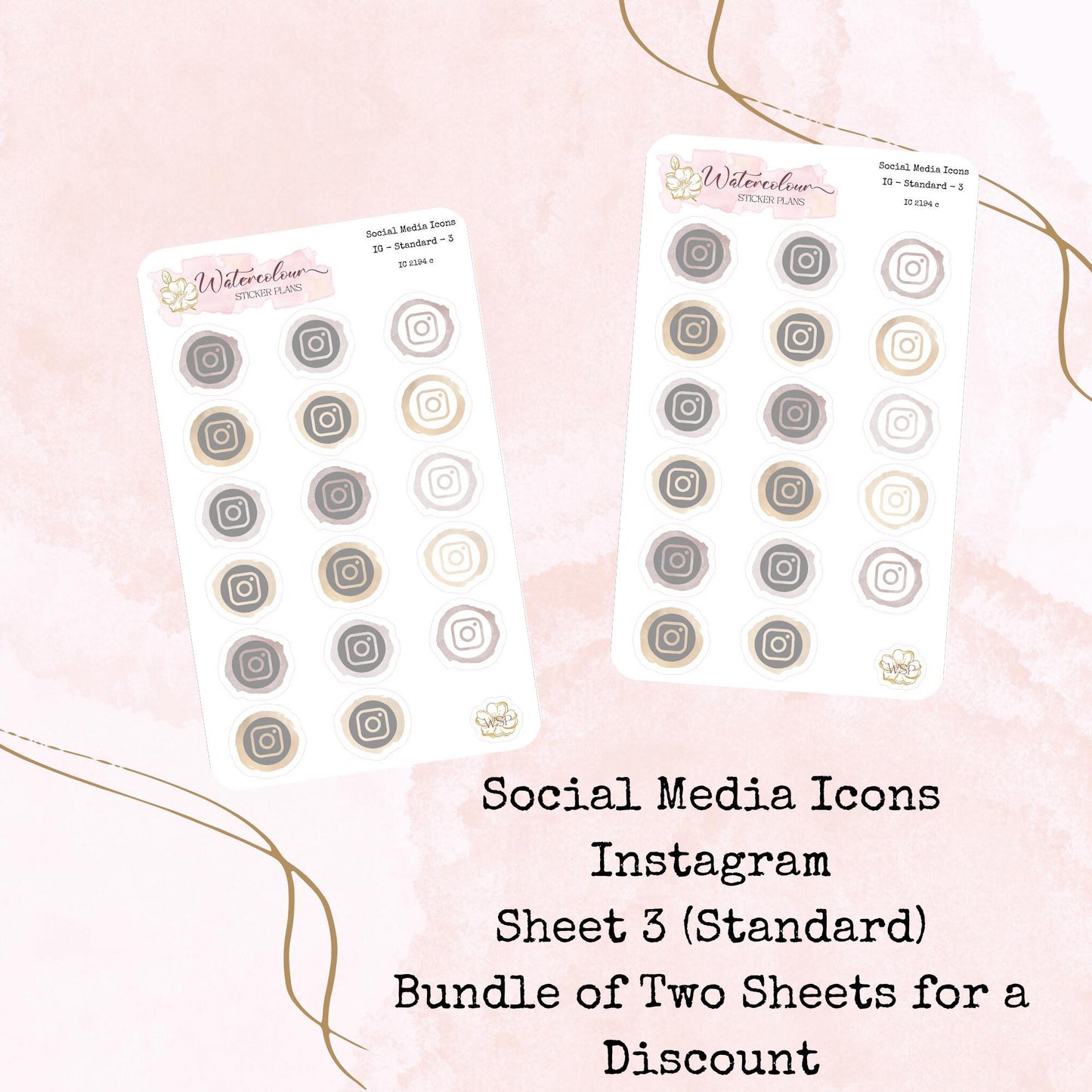 Social Media Icons - Four Sizes - Planner and Journal Stickers - Stationery - Watercolour