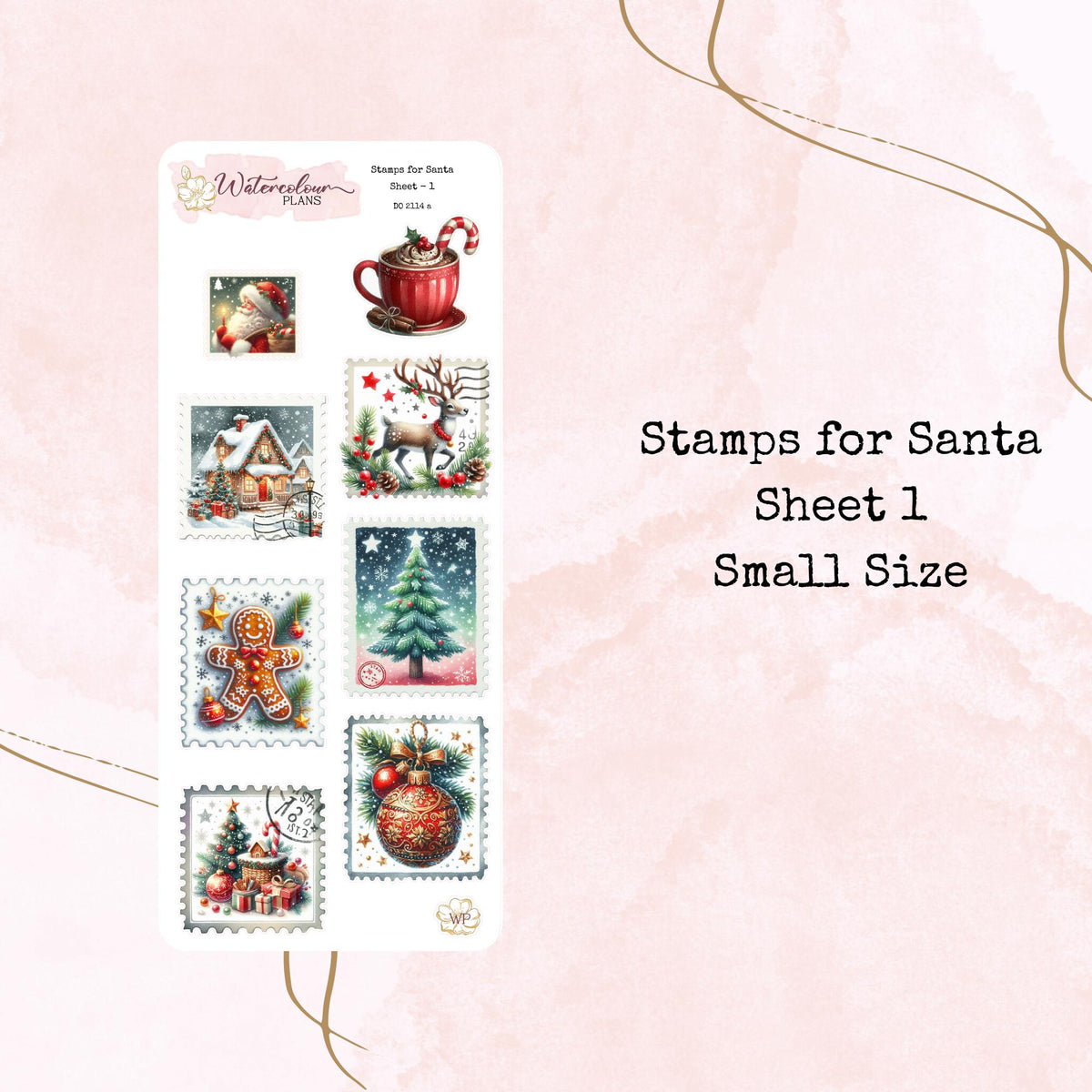 Stamps for Santa - Small Size - Christmas - Planner and Journal Stickers - Stationery - Watercolour