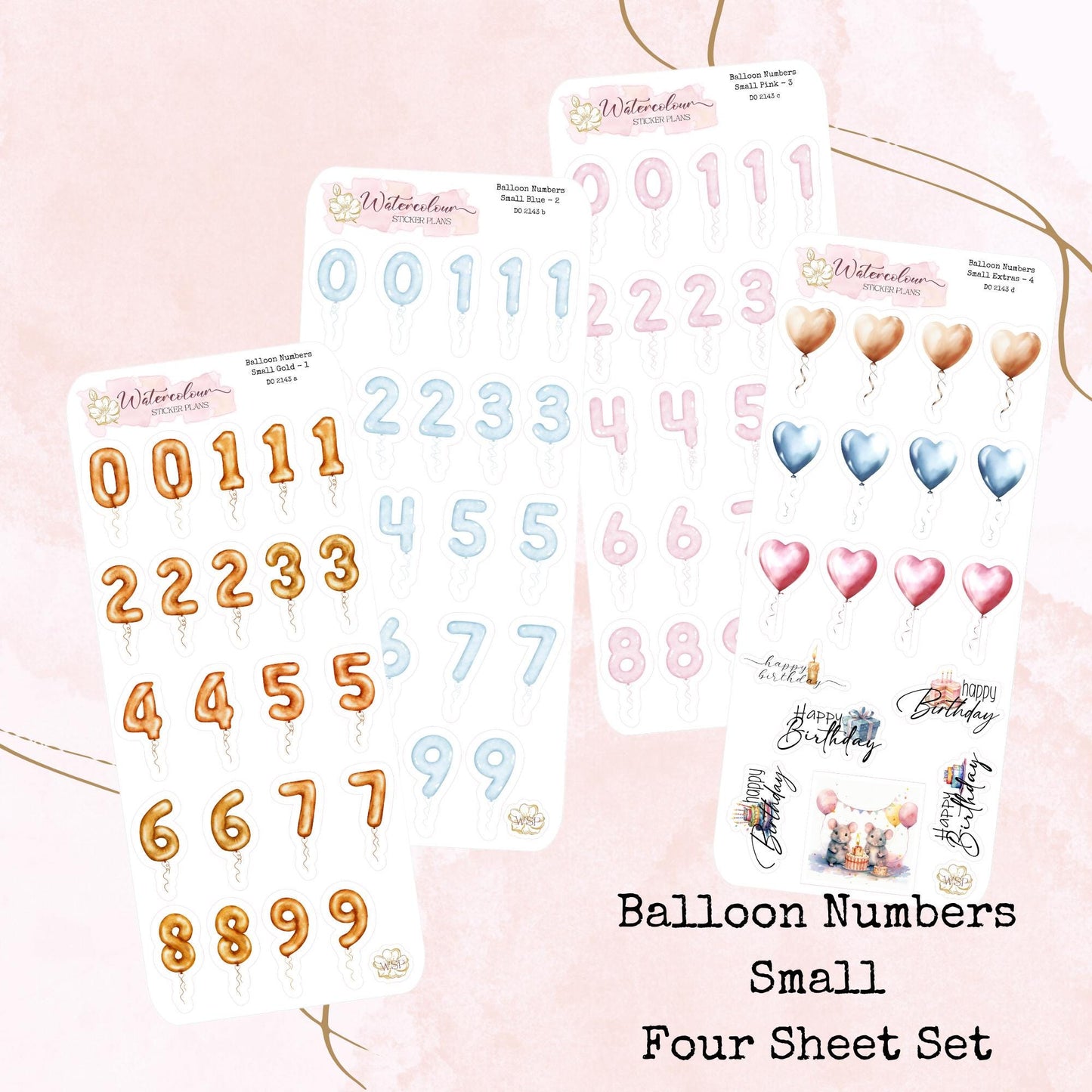 Balloon Numbers - Small Size - Planner and Journal Stickers - Stationery - Watercolour