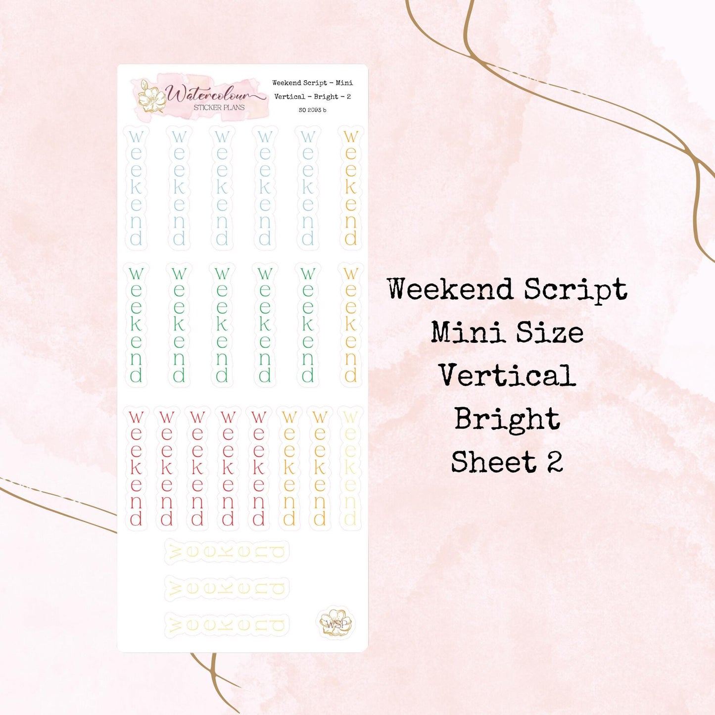 Weekend Scripts - Mini Size - Planner and Journal Stickers - Stationery - Watercolour