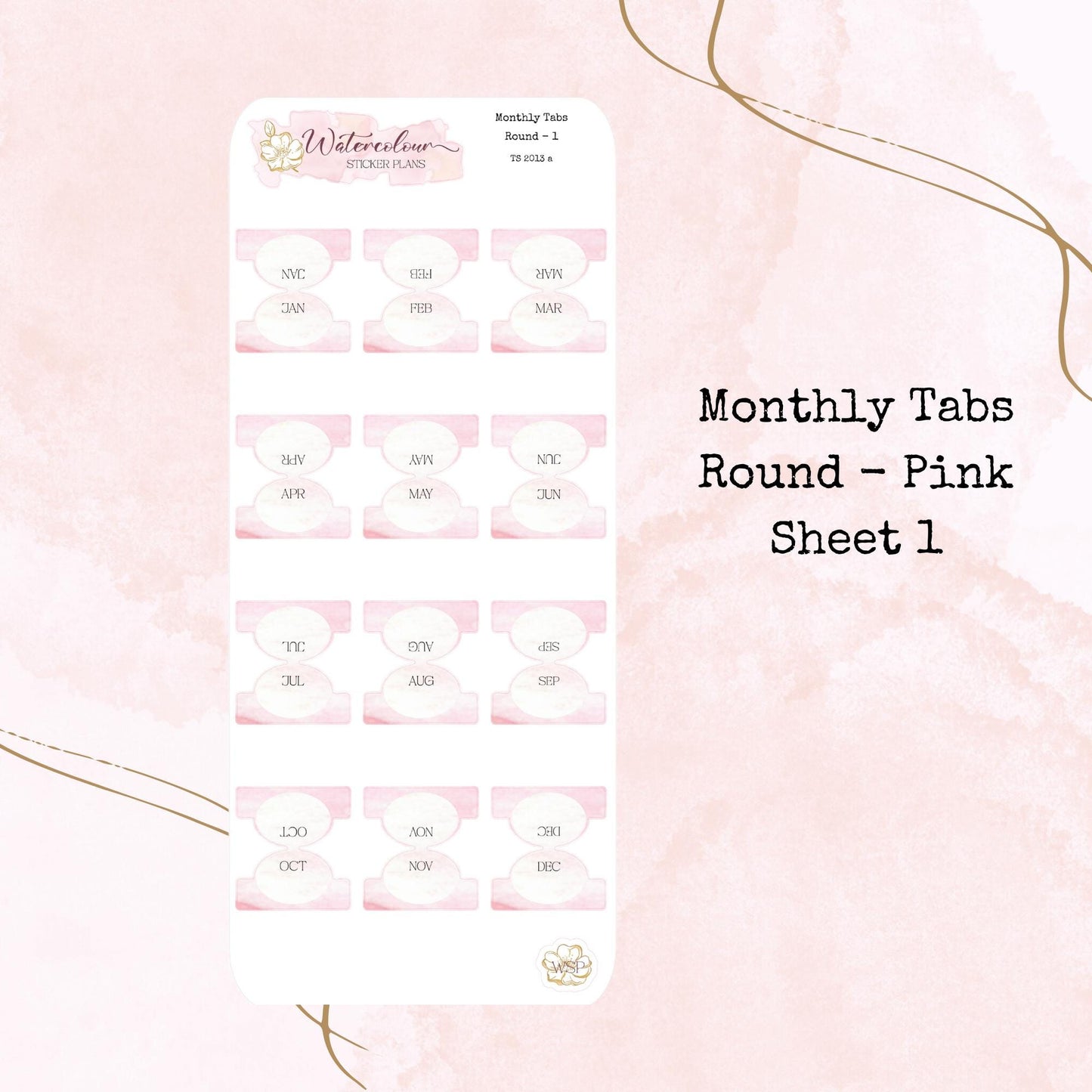 Monthly Tabs - Round Monthly Tabs - Planner and Journal Stickers - Stationery - Watercolour