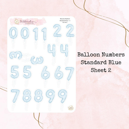 Balloon Numbers - Standard Size - Planner and Journal Stickers - Stationery - Watercolour