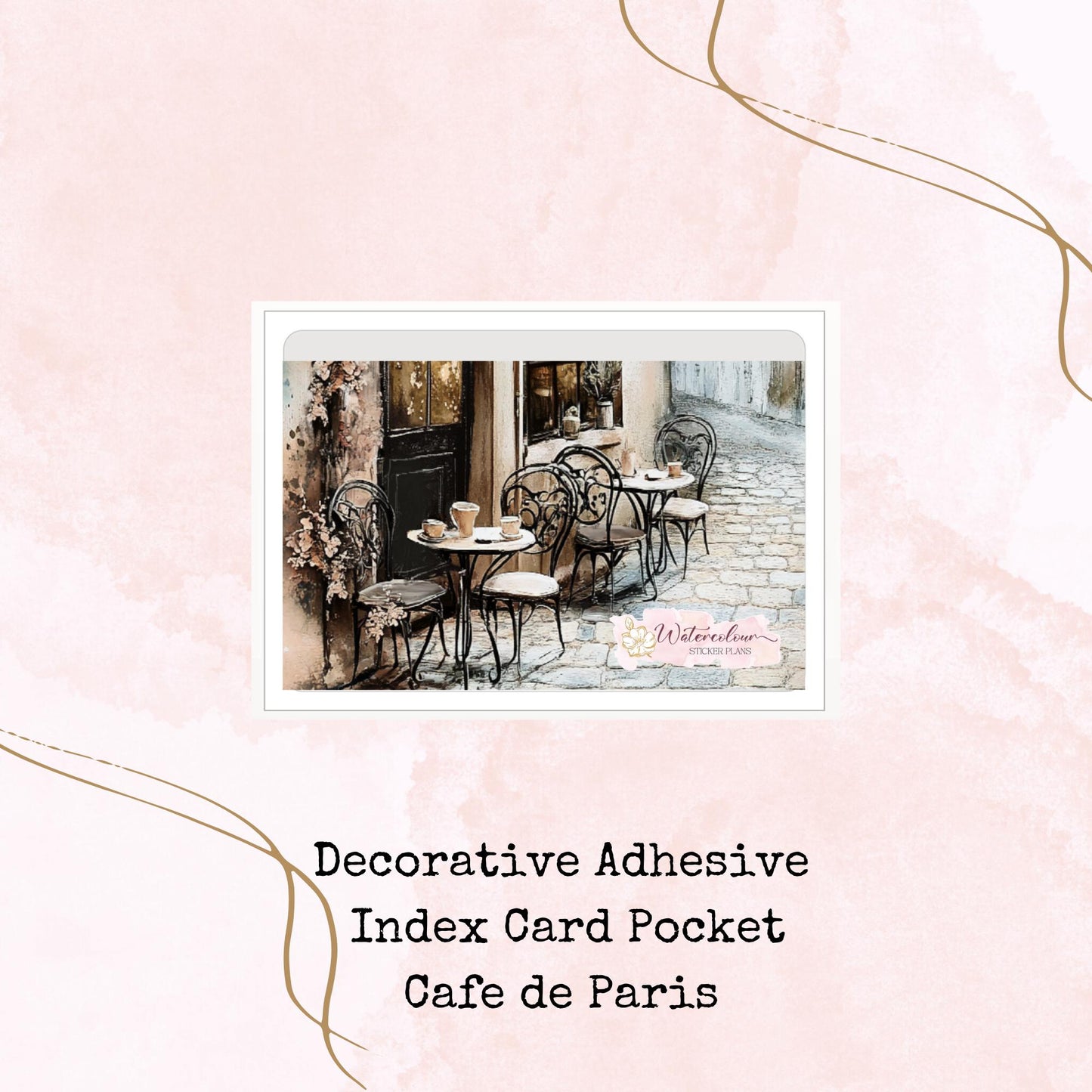 Cafe de Paris - Adhesive Pocket - Large Size - Stationery Supplies - Watercolour