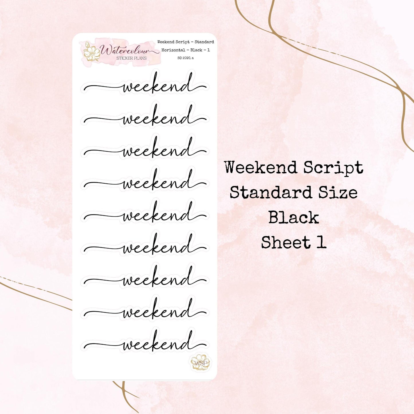 Weekend Scripts - Standard Size - Planner and Journal Stickers - Stationery - Watercolour