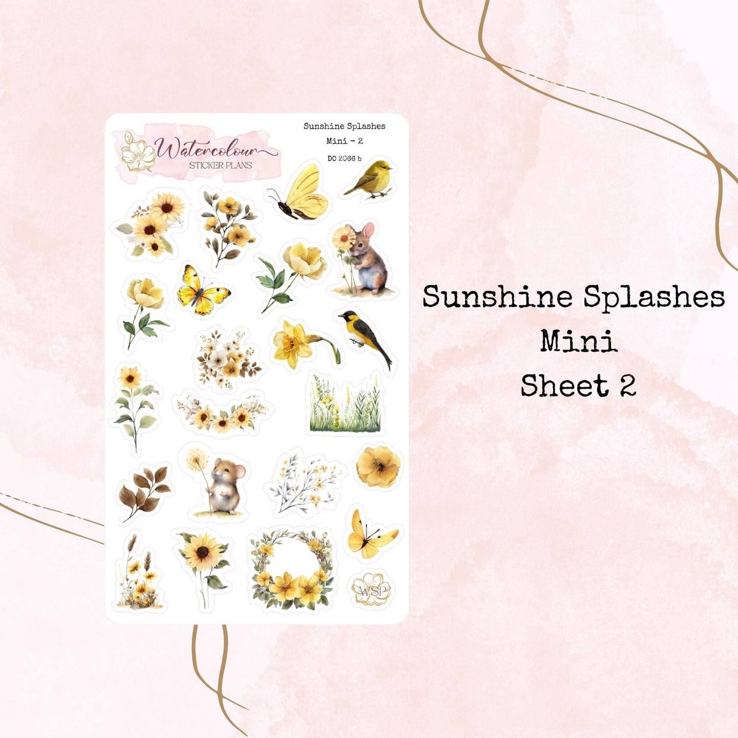 Sunshine Splashes - Mini Size - Planner and Journal Stickers - Stationery - Watercolour