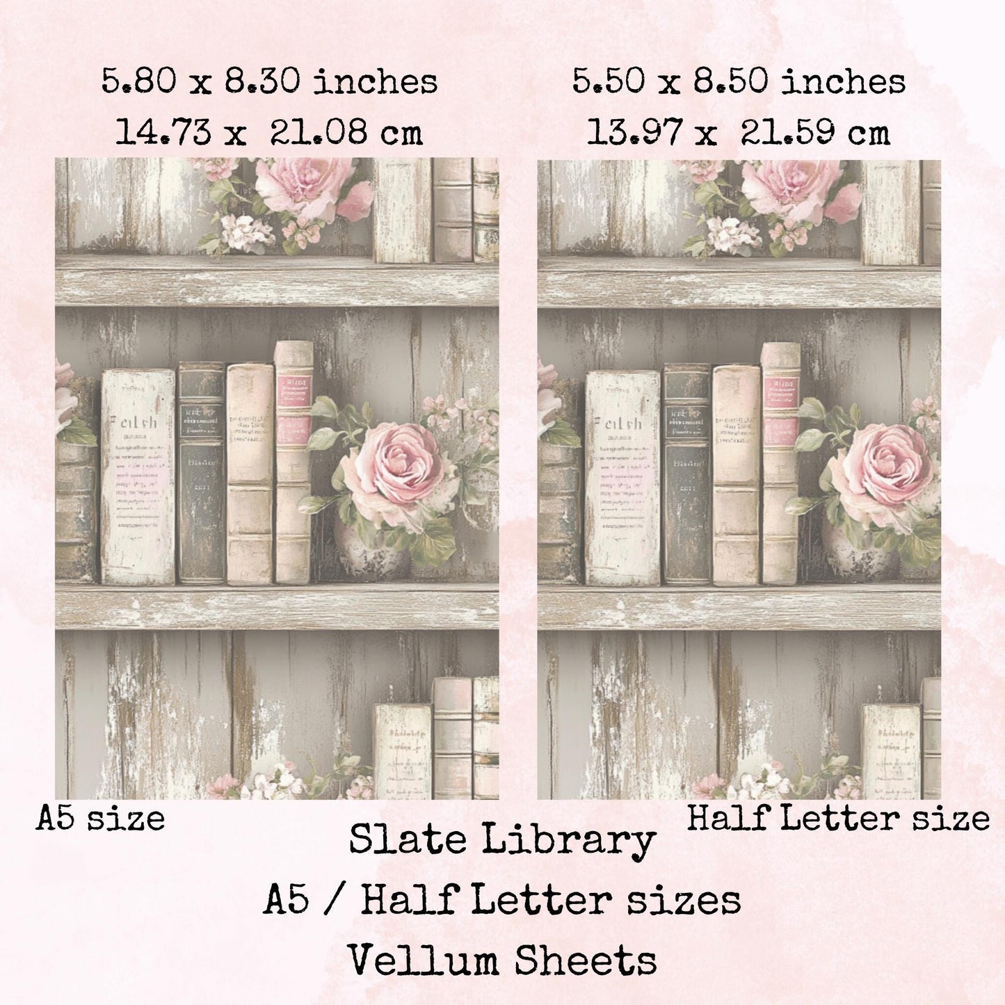 Slate Library - Printed Vellum - Stationery - Watercolour