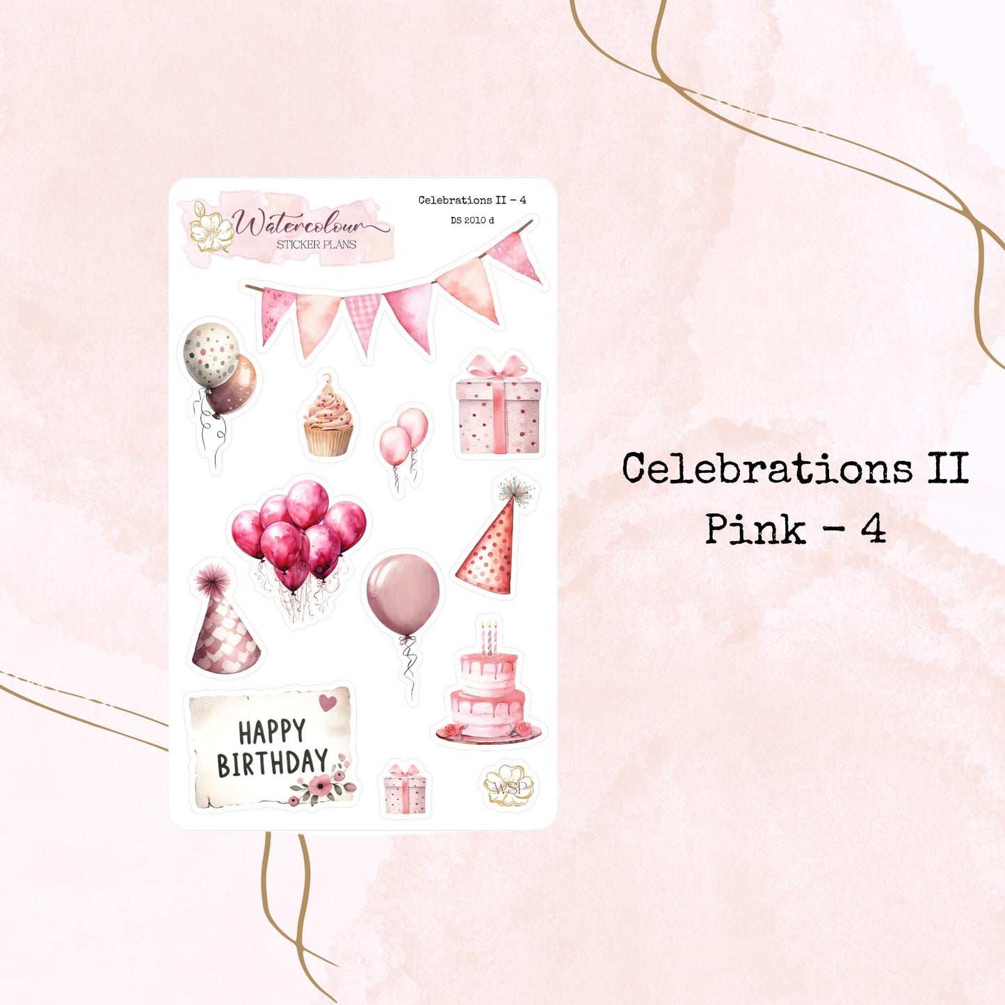 Celebrations II - Small Size - Four Colour Ways - Planner and Journal Stickers - Stationery - Watercolour