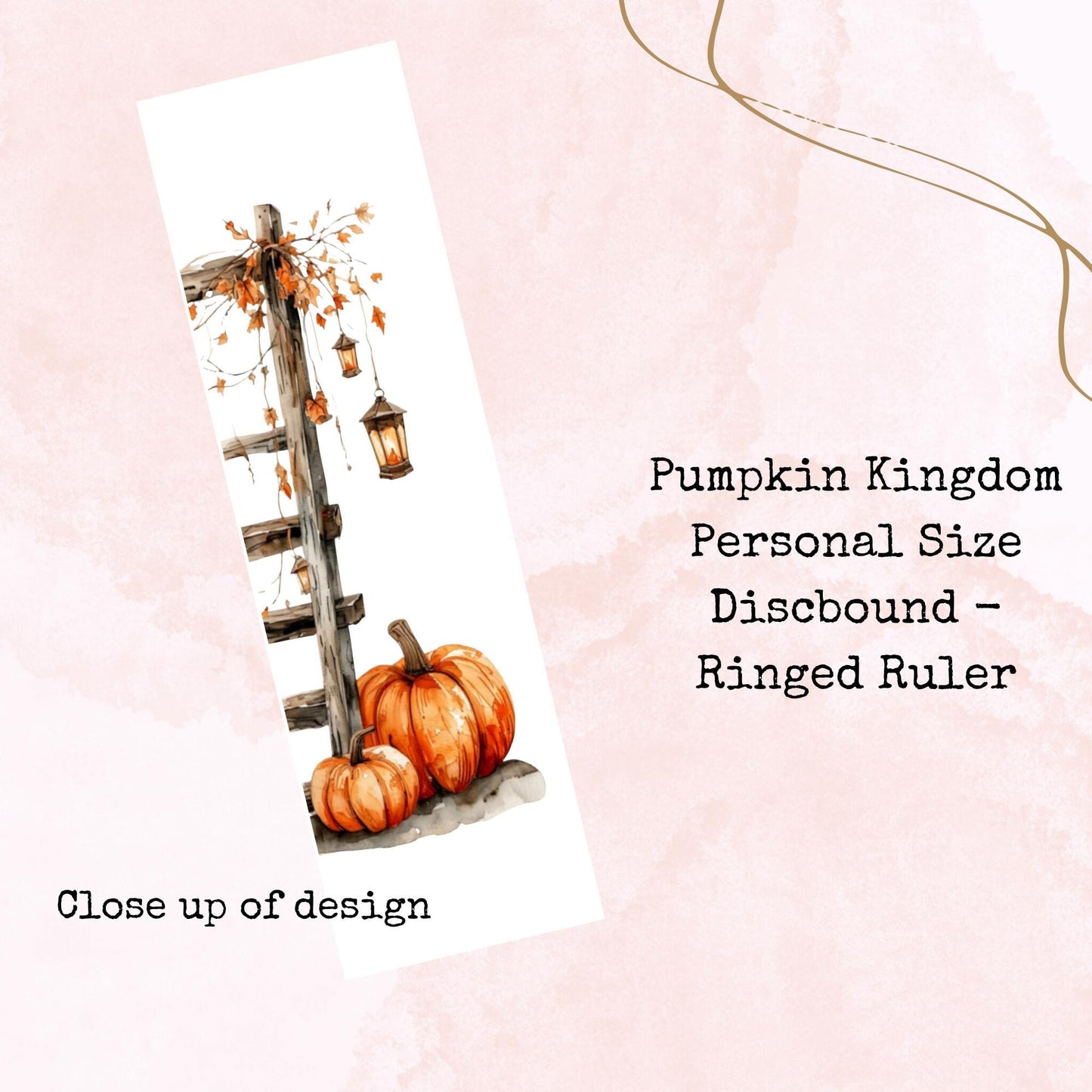 Pumpkin Kingdom - Personal Sizer - Disc-bound Ringed Ruler - Planner Supplies - Watercolour