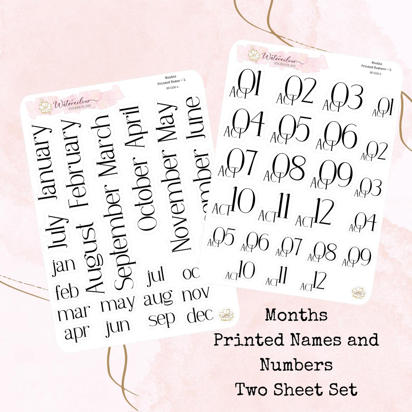 Month Stickers - Planner and Journal Stickers - Stationery