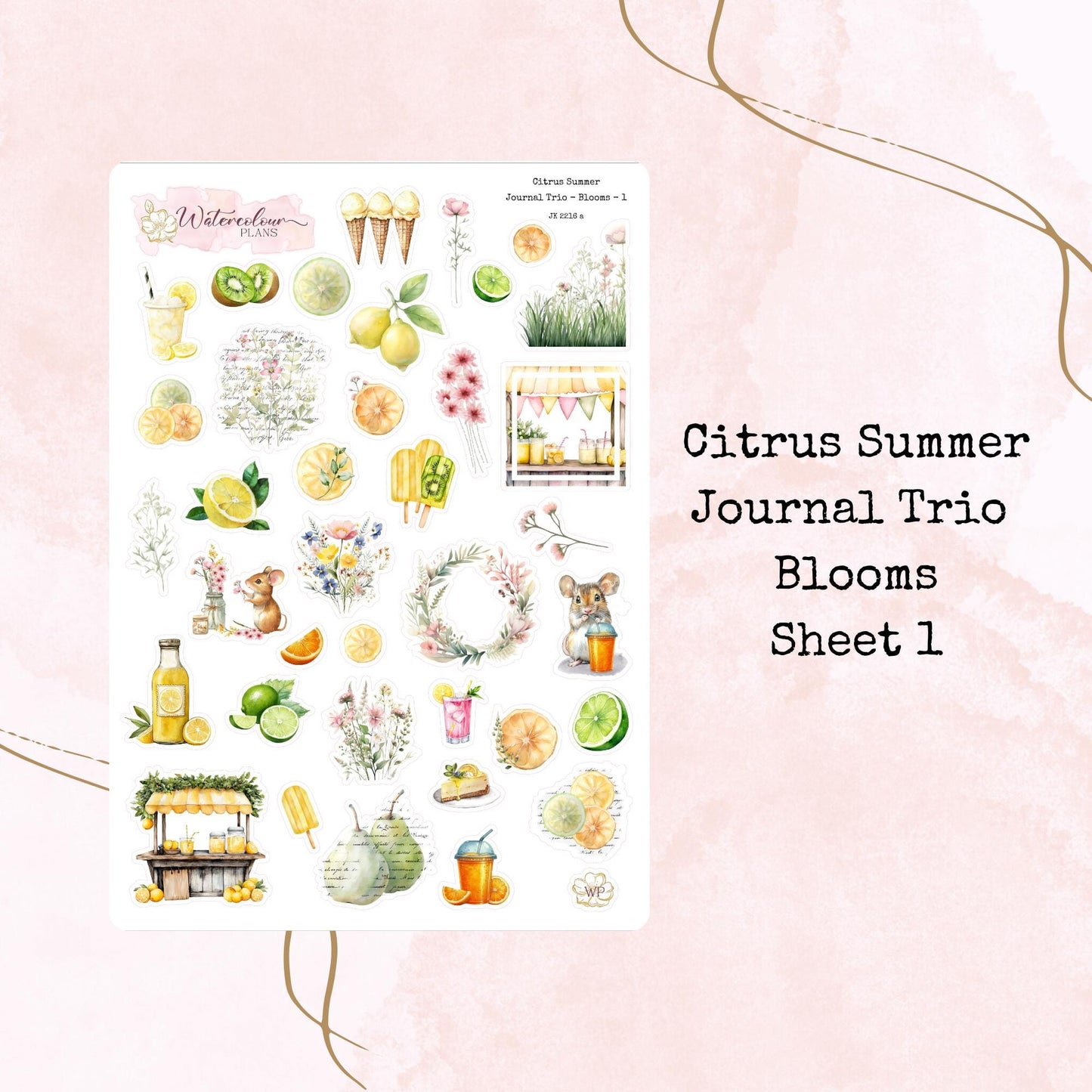 Citrus Summer - Journal Trio - Planner and Journal Stickers - Stationery - Watercolour