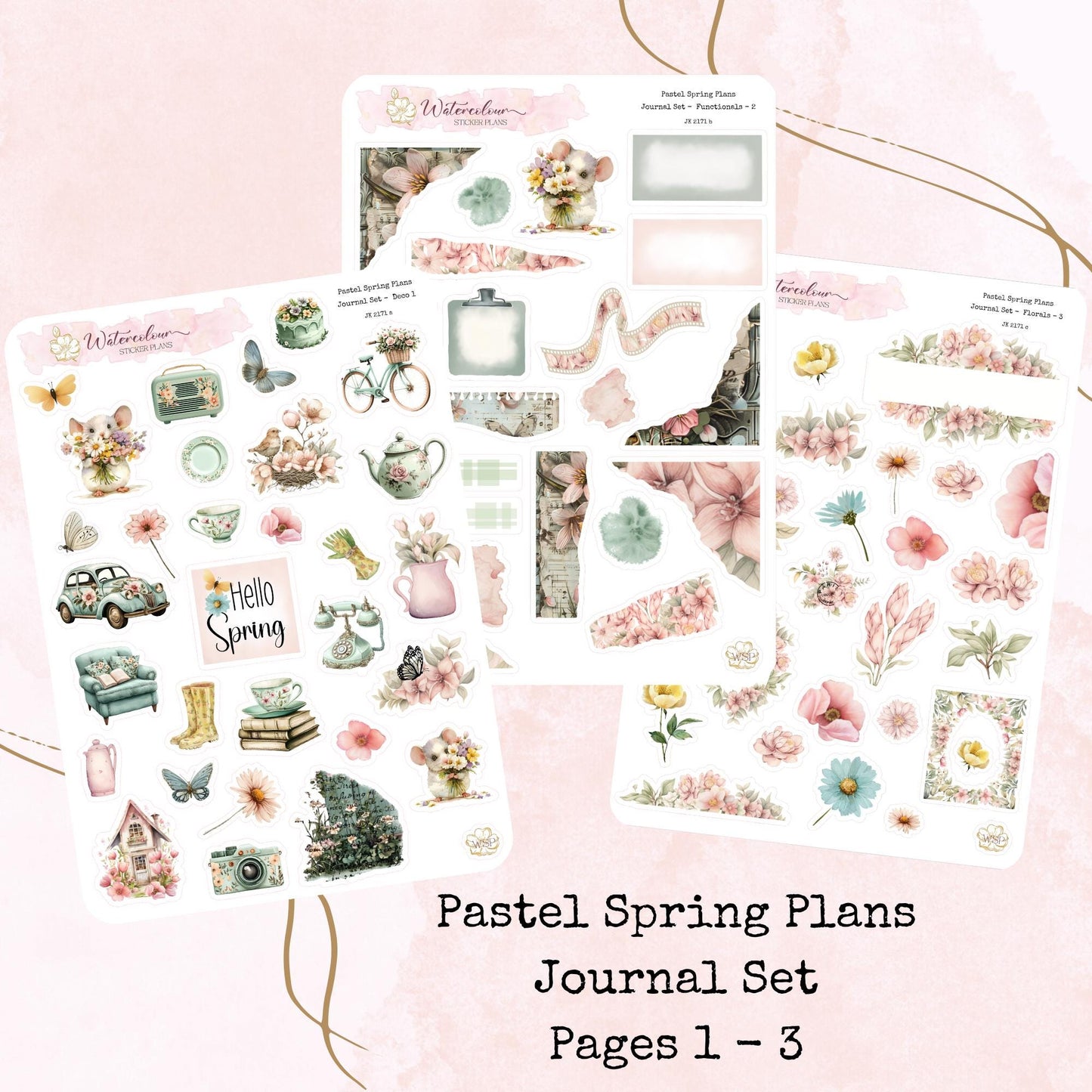 Pastel Spring Plans - Journal Set - Planner and Journal Stickers - Stationery - Watercolour
