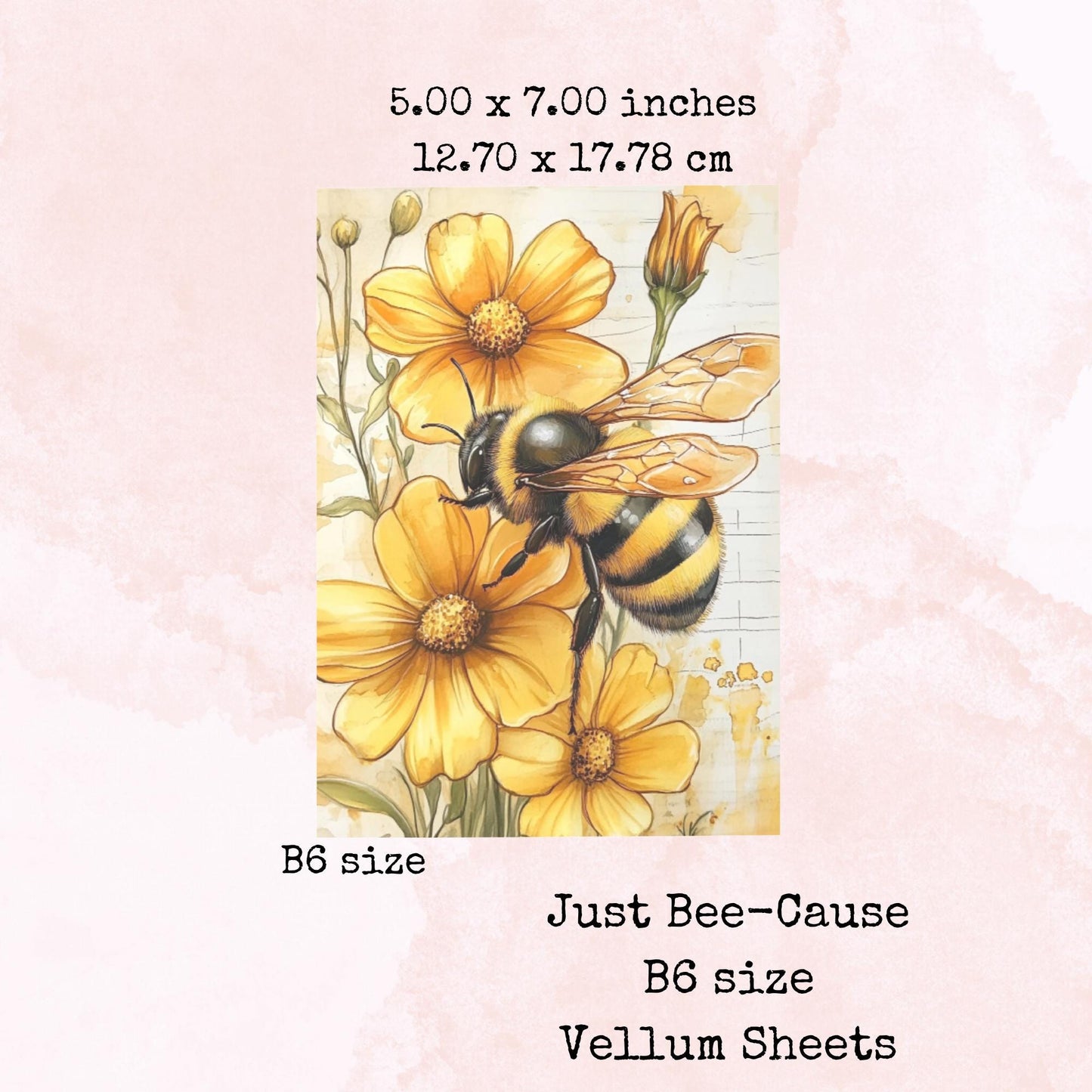 Just Bee-Cause - Printed Vellum - Stationery - Watercolour