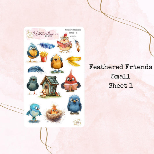 Feathered Friends - Small Size - Planner and Journal Stickers - Stationery - Watercolour
