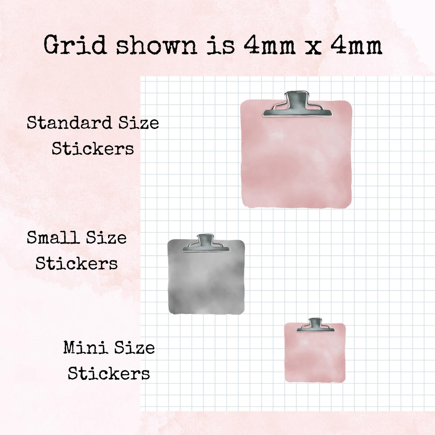 Clipboards - Mini Size - Planner and Journal Stickers - Stationery - Watercolour