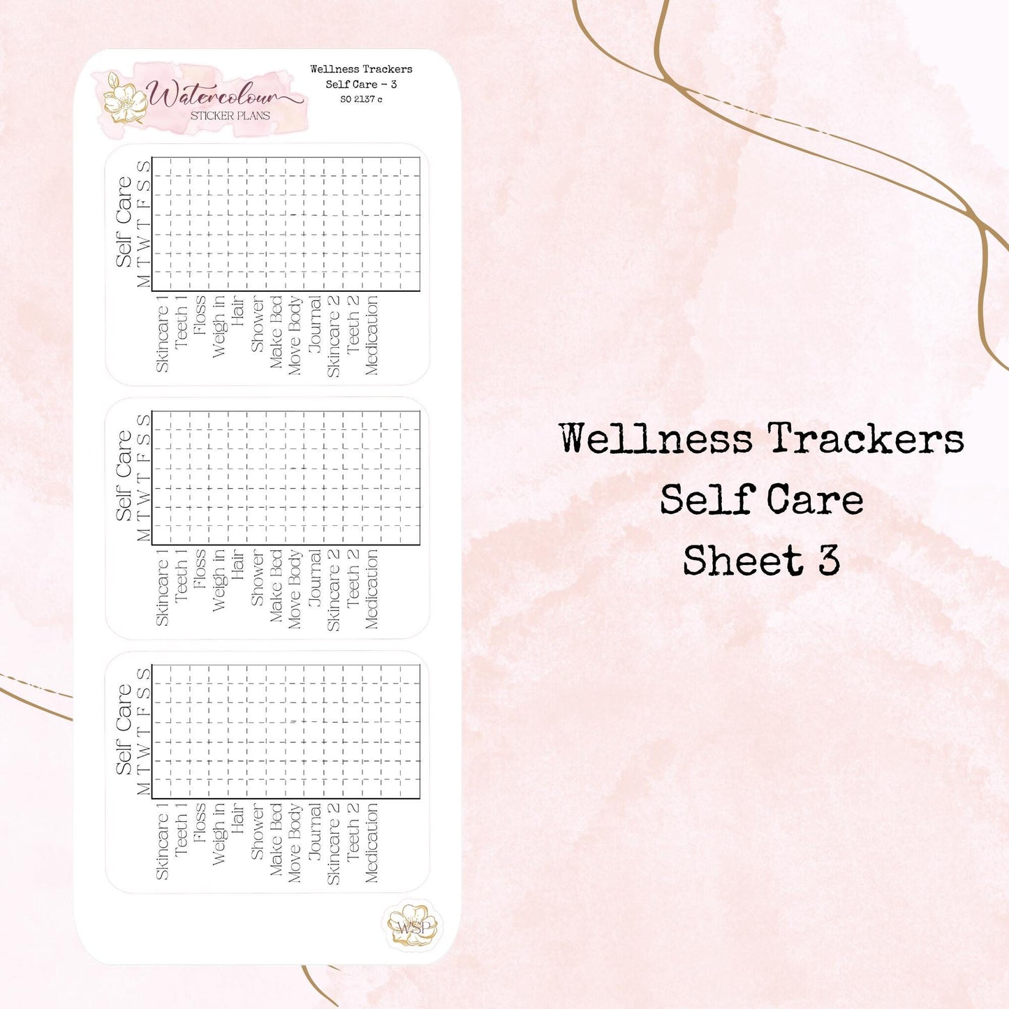 Wellness Trackers - Cleaning - Well Being - Self Care - Planner and Journal Stickers - Stationery