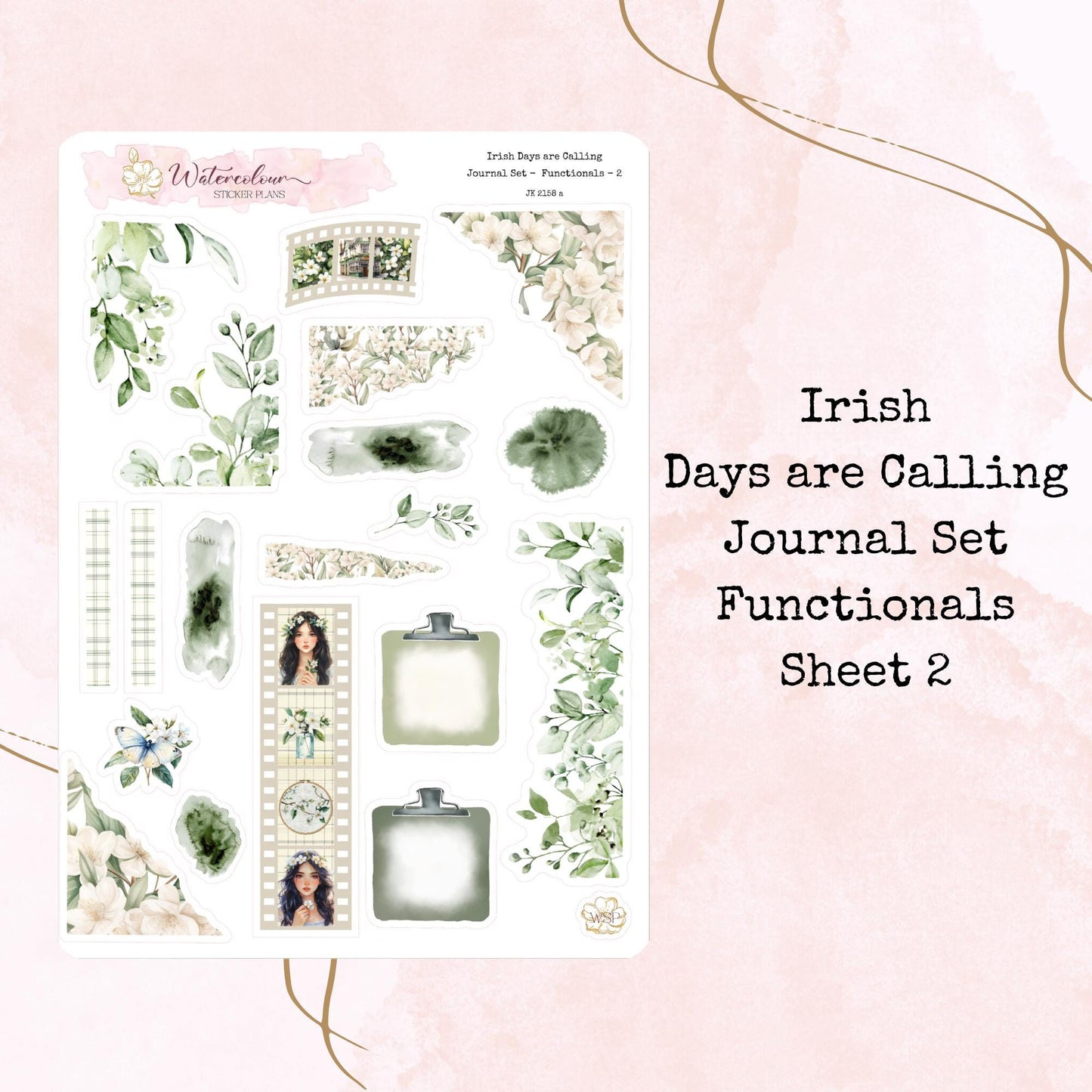 Irish Days are Calling - 6 Sheet Journal Set - Planner and Journal Stickers - Stationery - Watercolour