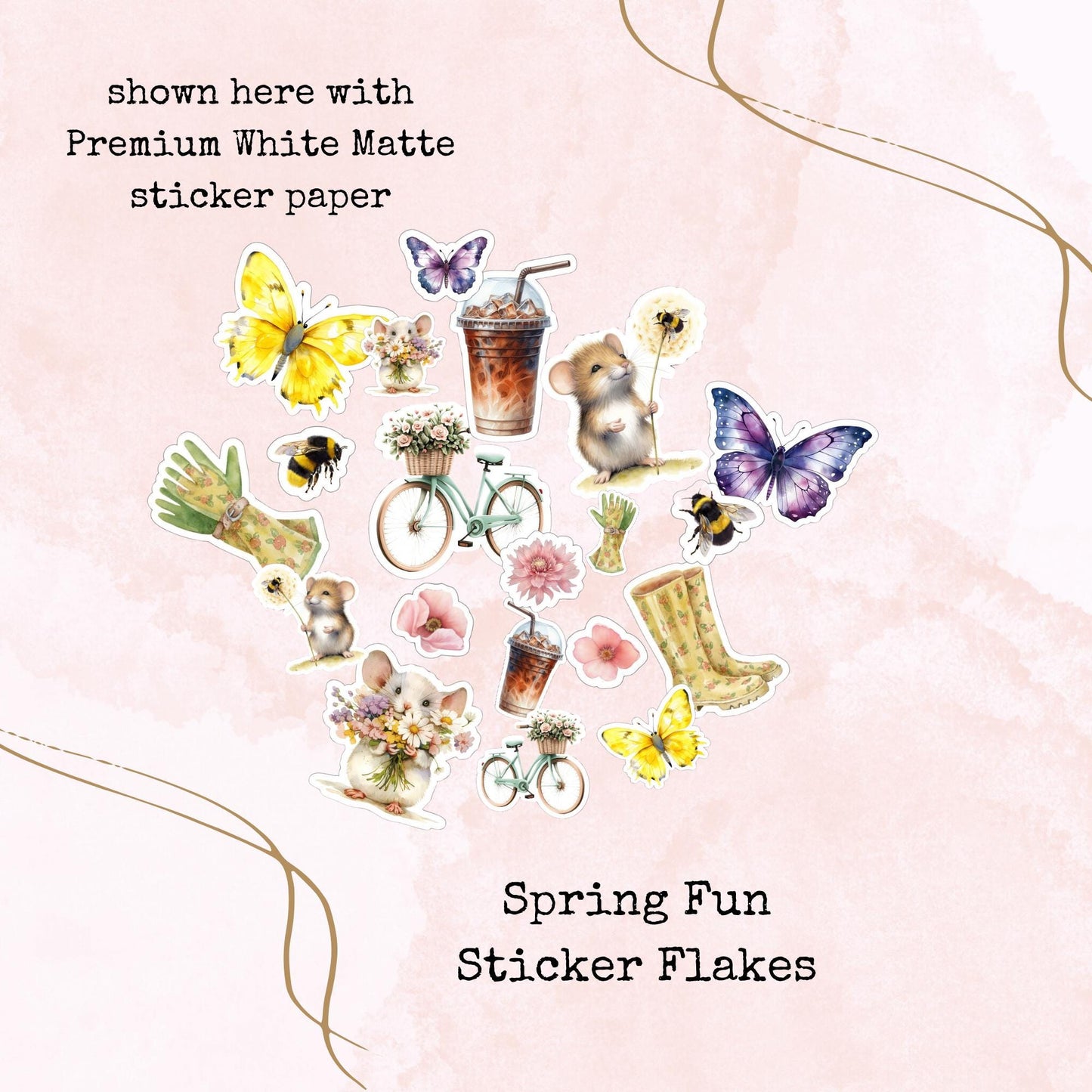 Spring Fun - Sticker Flakes - Stationery - Watercolour