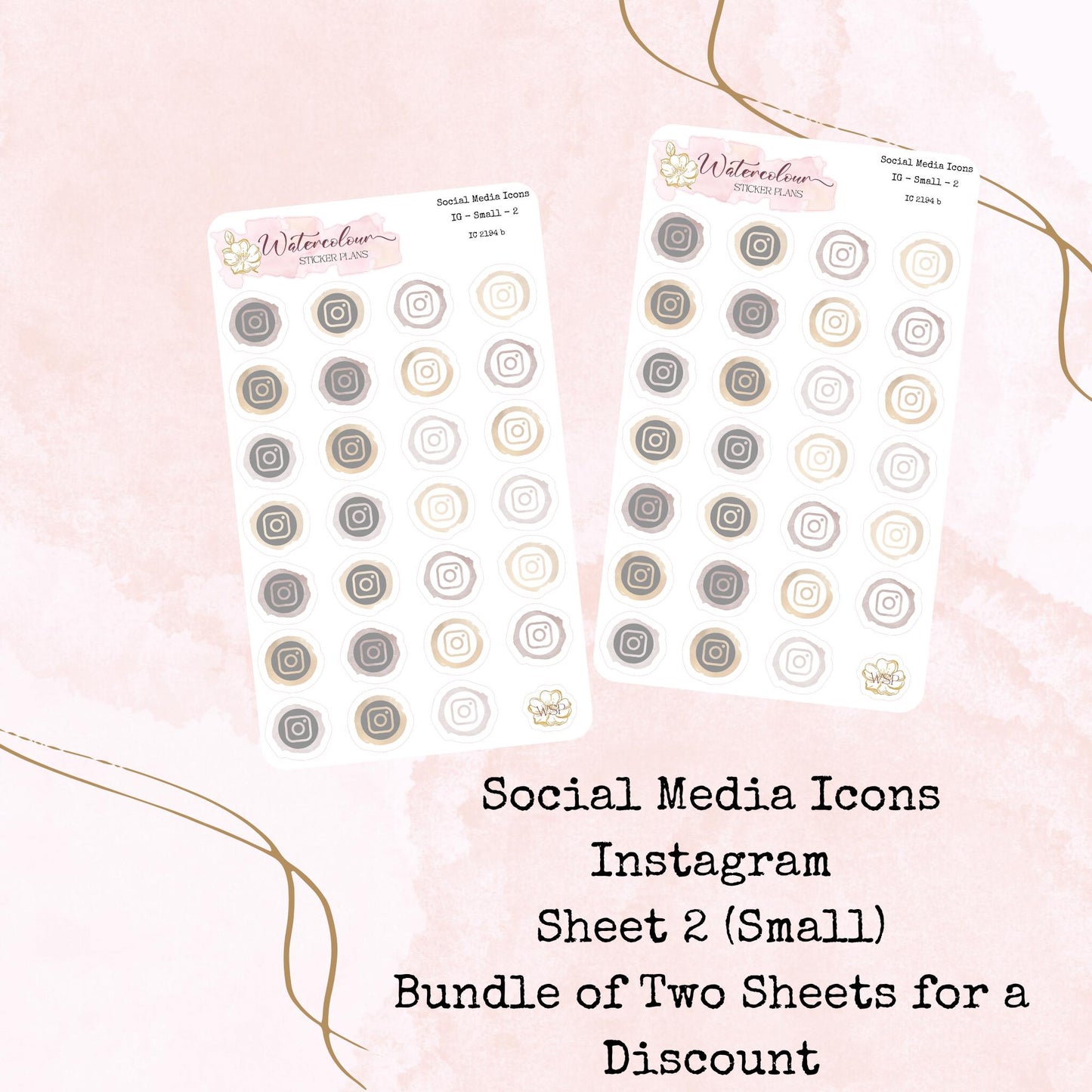 Social Media Icons - Four Sizes - Planner and Journal Stickers - Stationery - Watercolour
