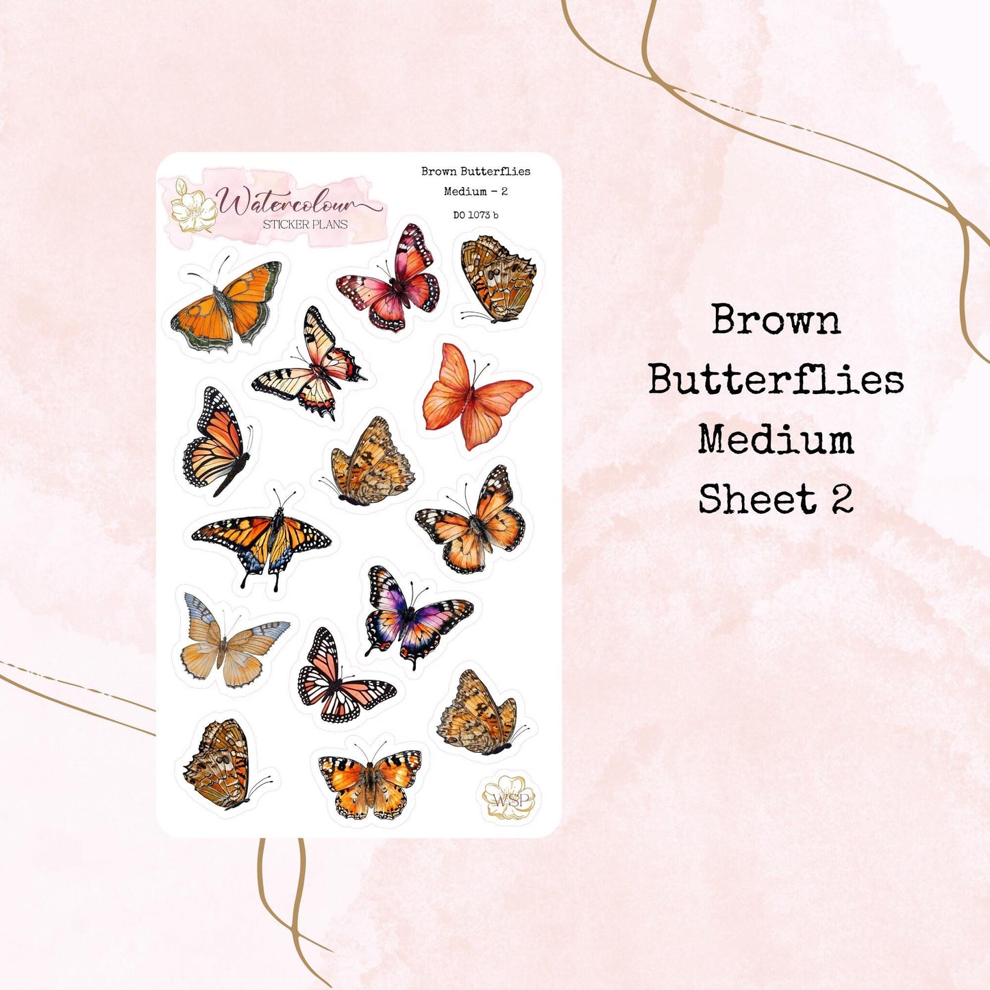 Brown Butterflies - Planner Stickers - Stationery - Watercolour