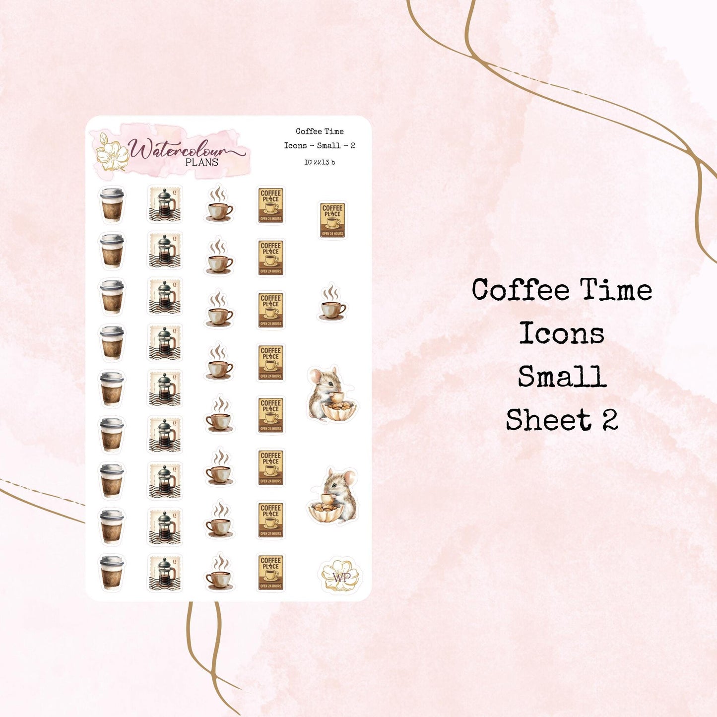 Coffee Time Icons - Two Sizes - Planner and Journal Stickers - Stationery - Watercolour