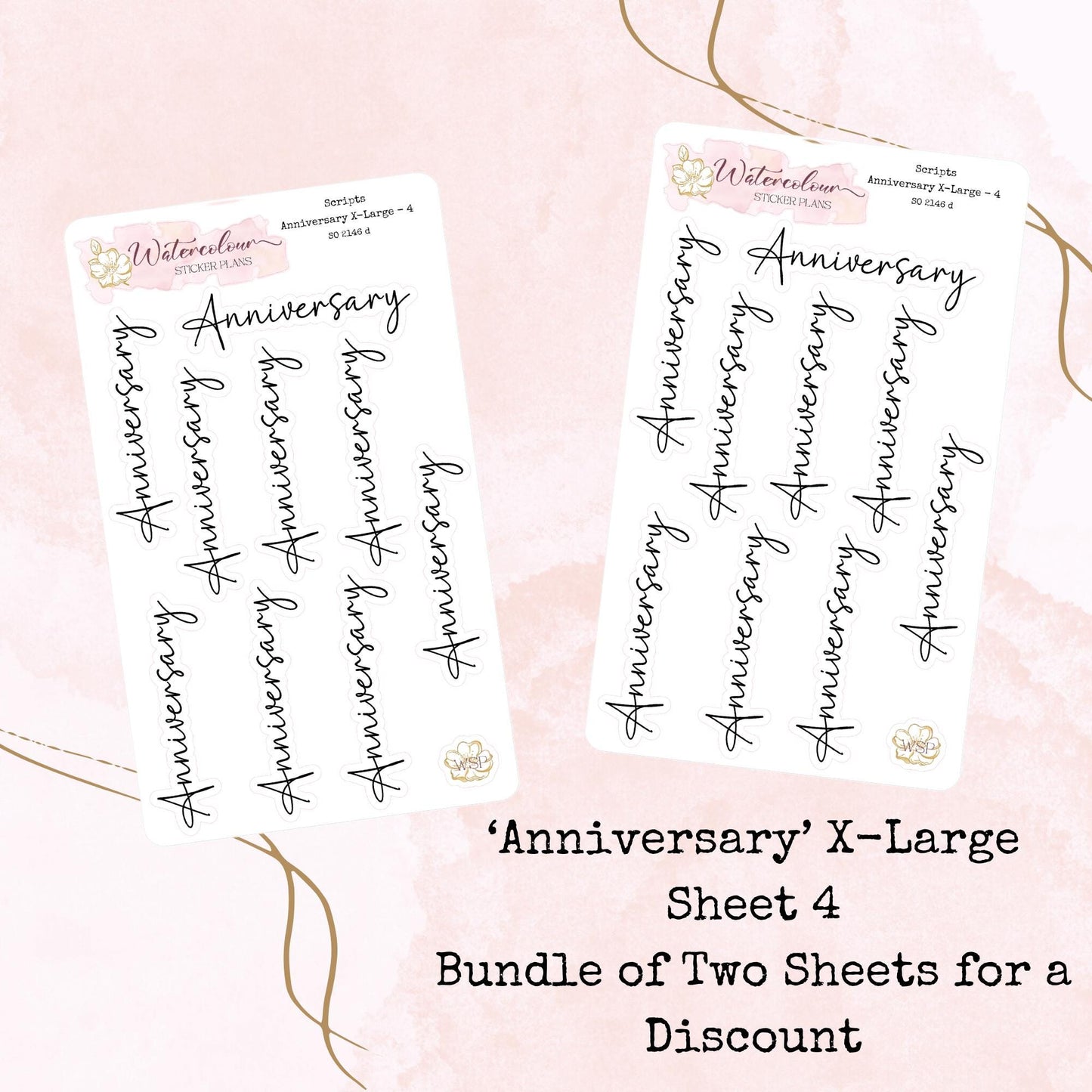 Anniversary Script Stickers - Four Sizes - Planner and Journal Stickers - Stationery