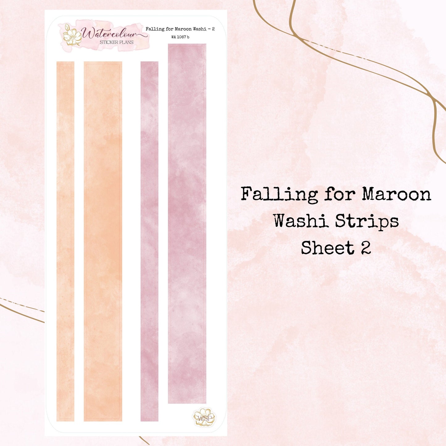 Falling for Maroon - Washi Strips - Planner and Journal Stickers - Stationery - Watercolour