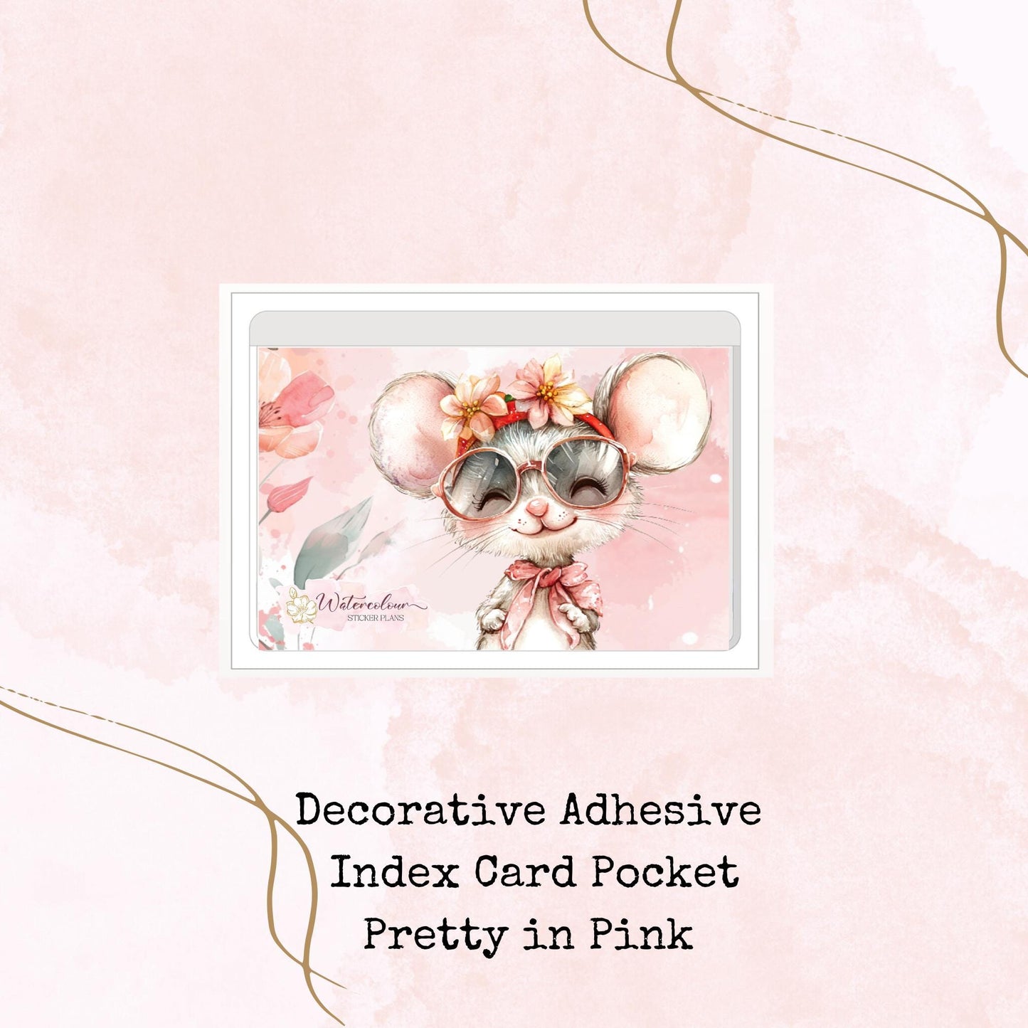 Pretty in Pink - Adhesive Pocket - Large Size - Stationery Supplies - Watercolour