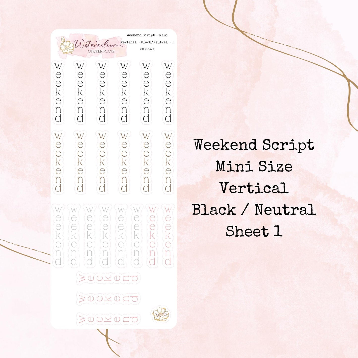 Weekend Scripts - Mini Size - Planner and Journal Stickers - Stationery - Watercolour