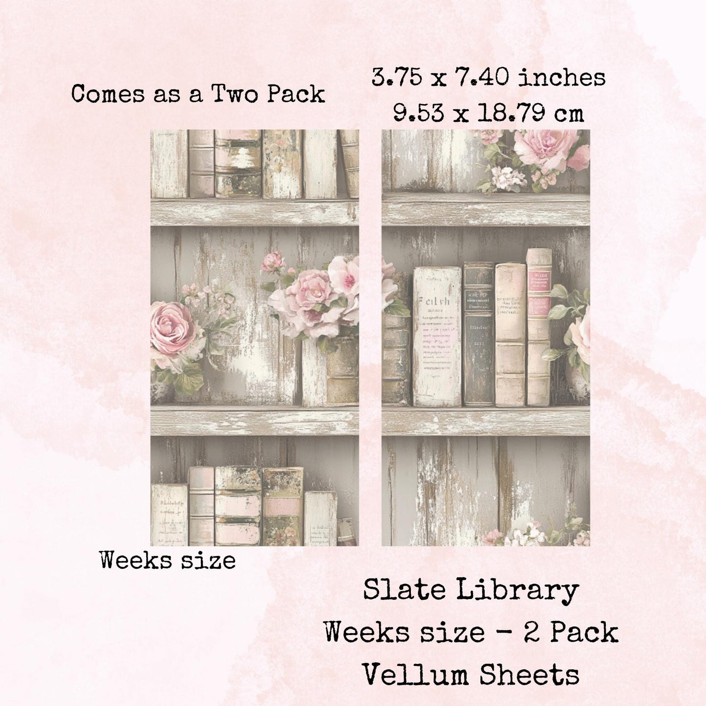 Slate Library - Printed Vellum - Stationery - Watercolour