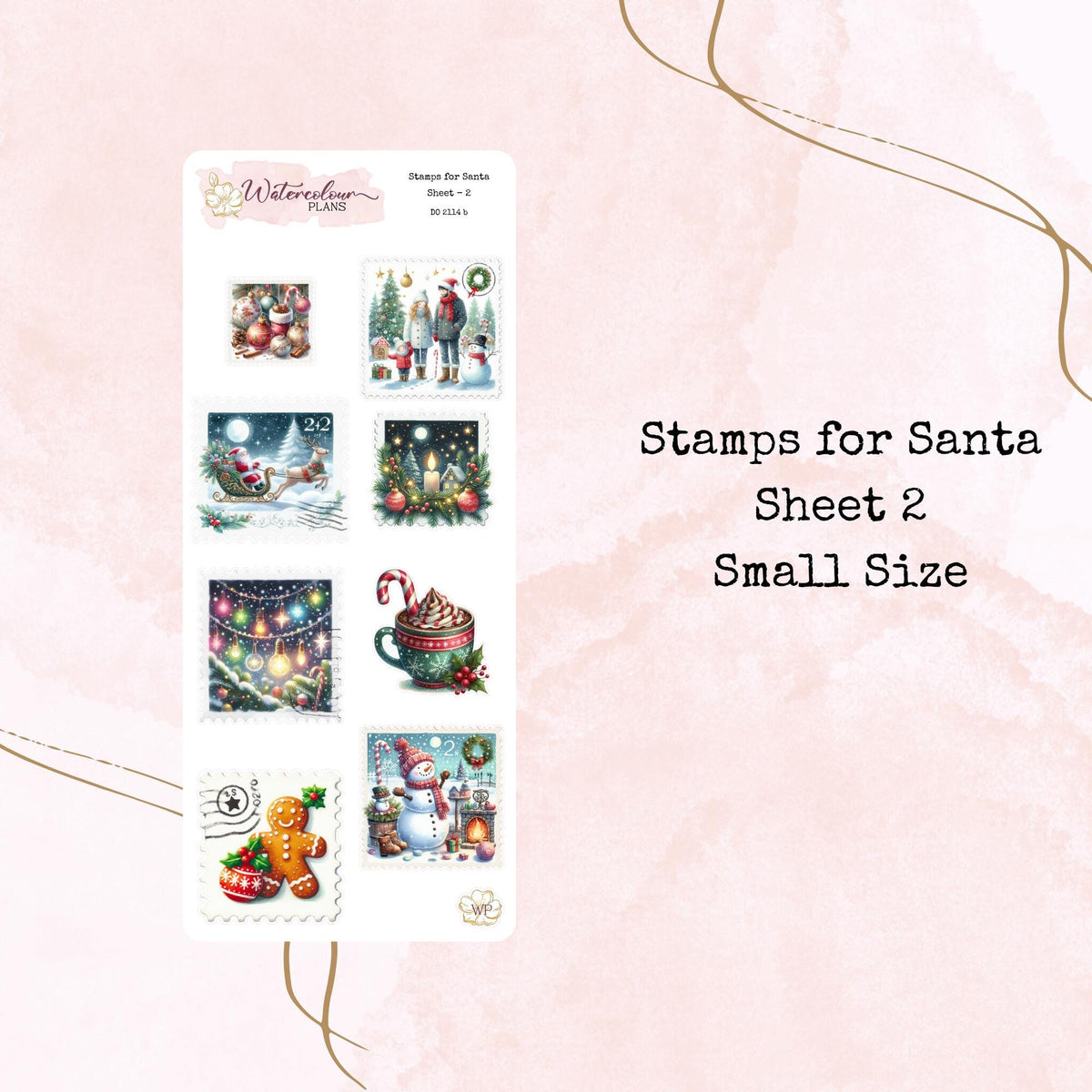 Stamps for Santa - Small Size - Christmas - Planner and Journal Stickers - Stationery - Watercolour