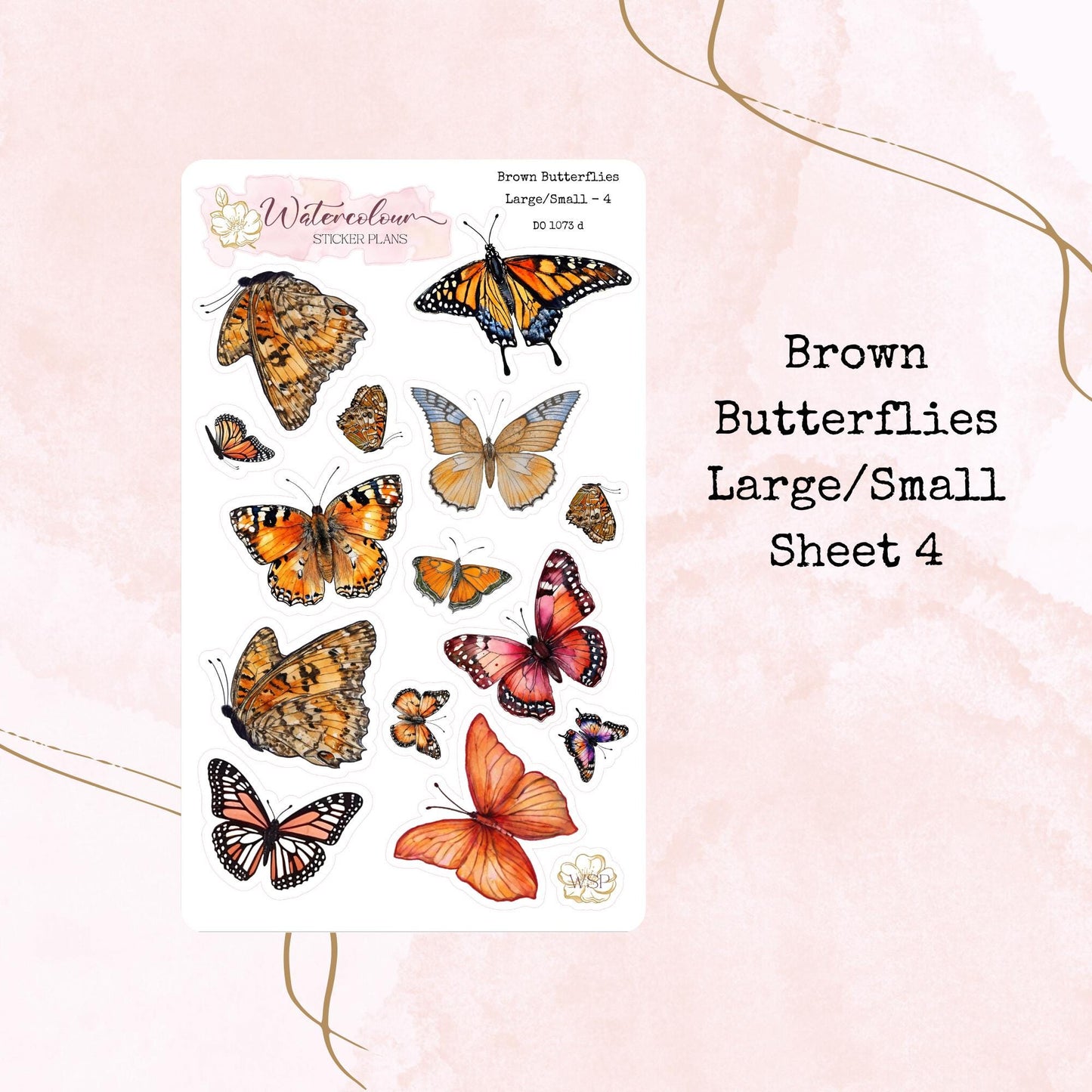Brown Butterflies - Planner Stickers - Stationery - Watercolour
