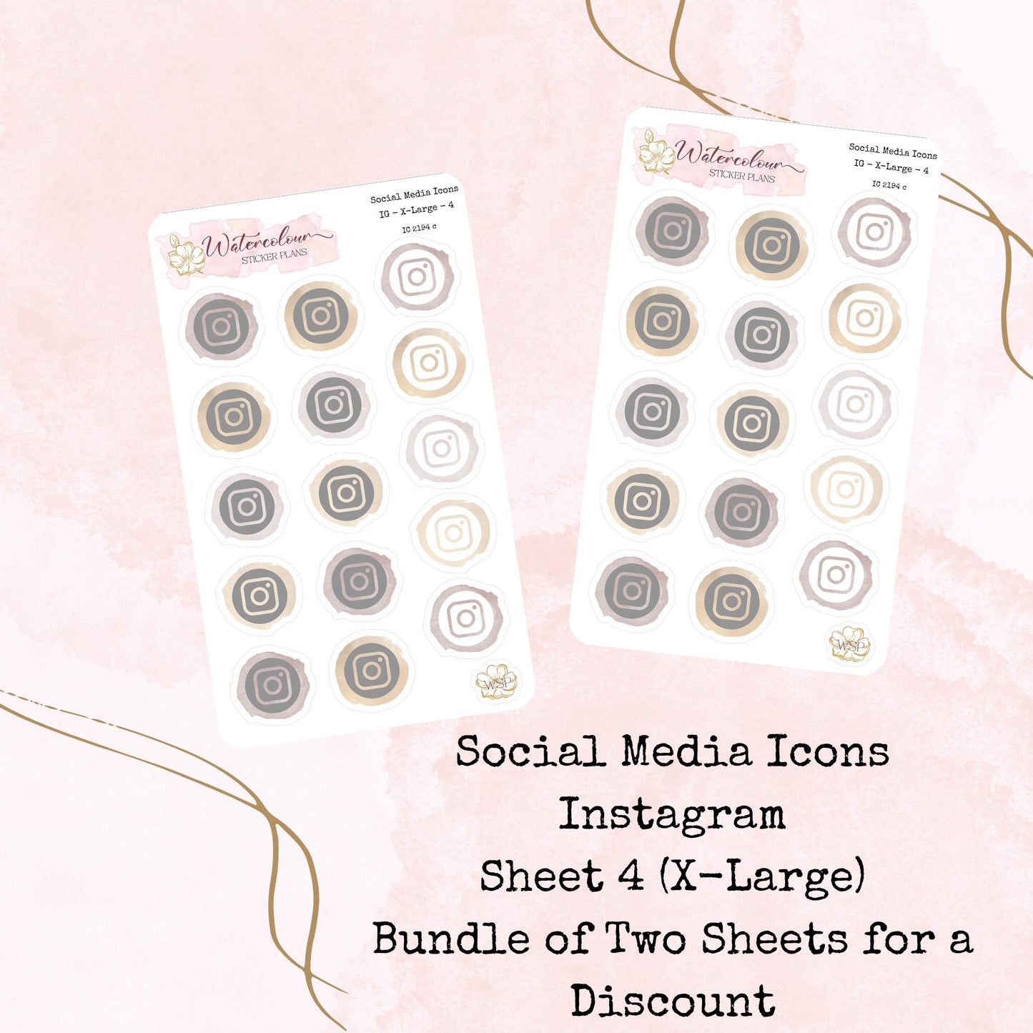 Social Media Icons - Four Sizes - Planner and Journal Stickers - Stationery - Watercolour